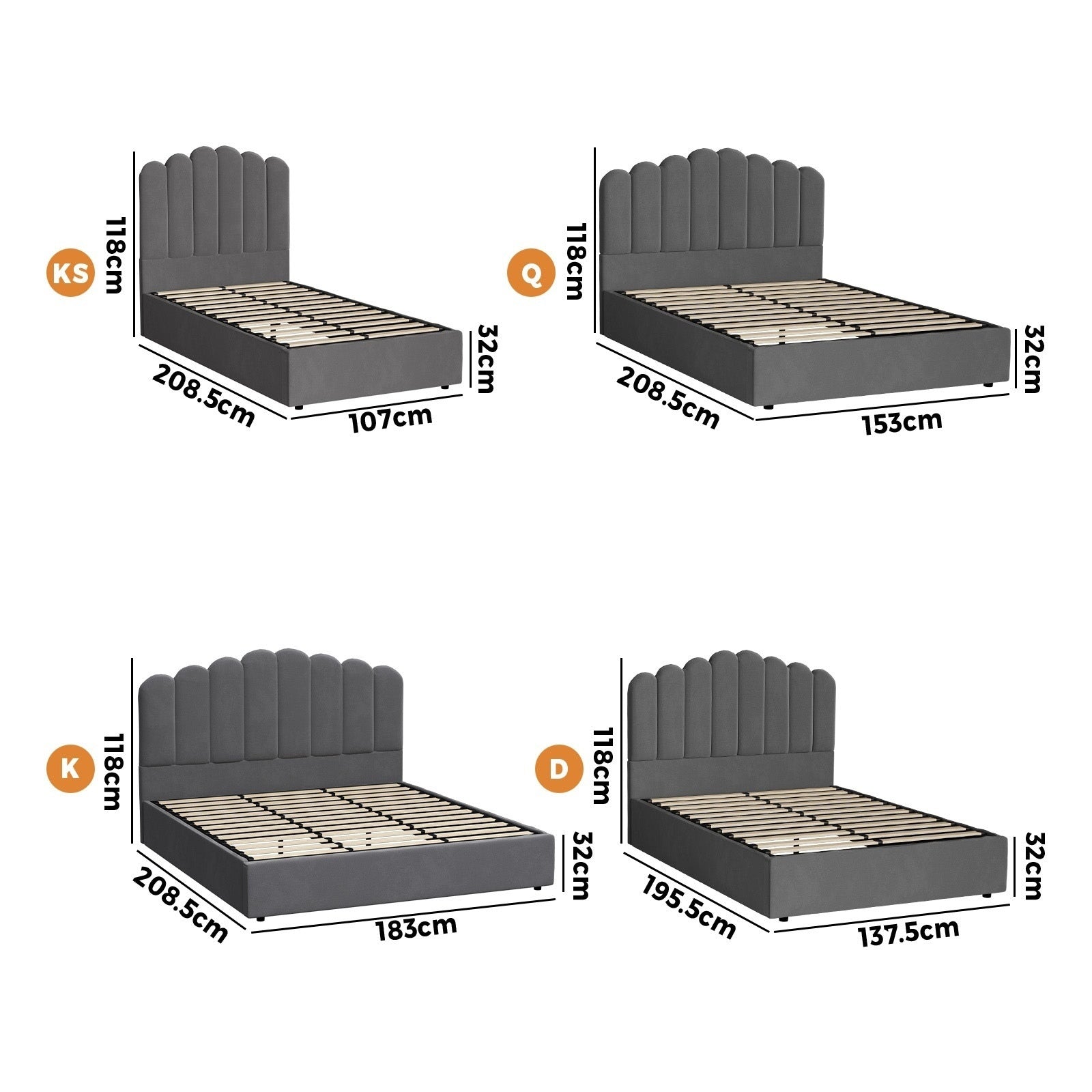 Oikiture Bed Frame Queen Double King Single Gas Lift Bed With Storage - Sunyee