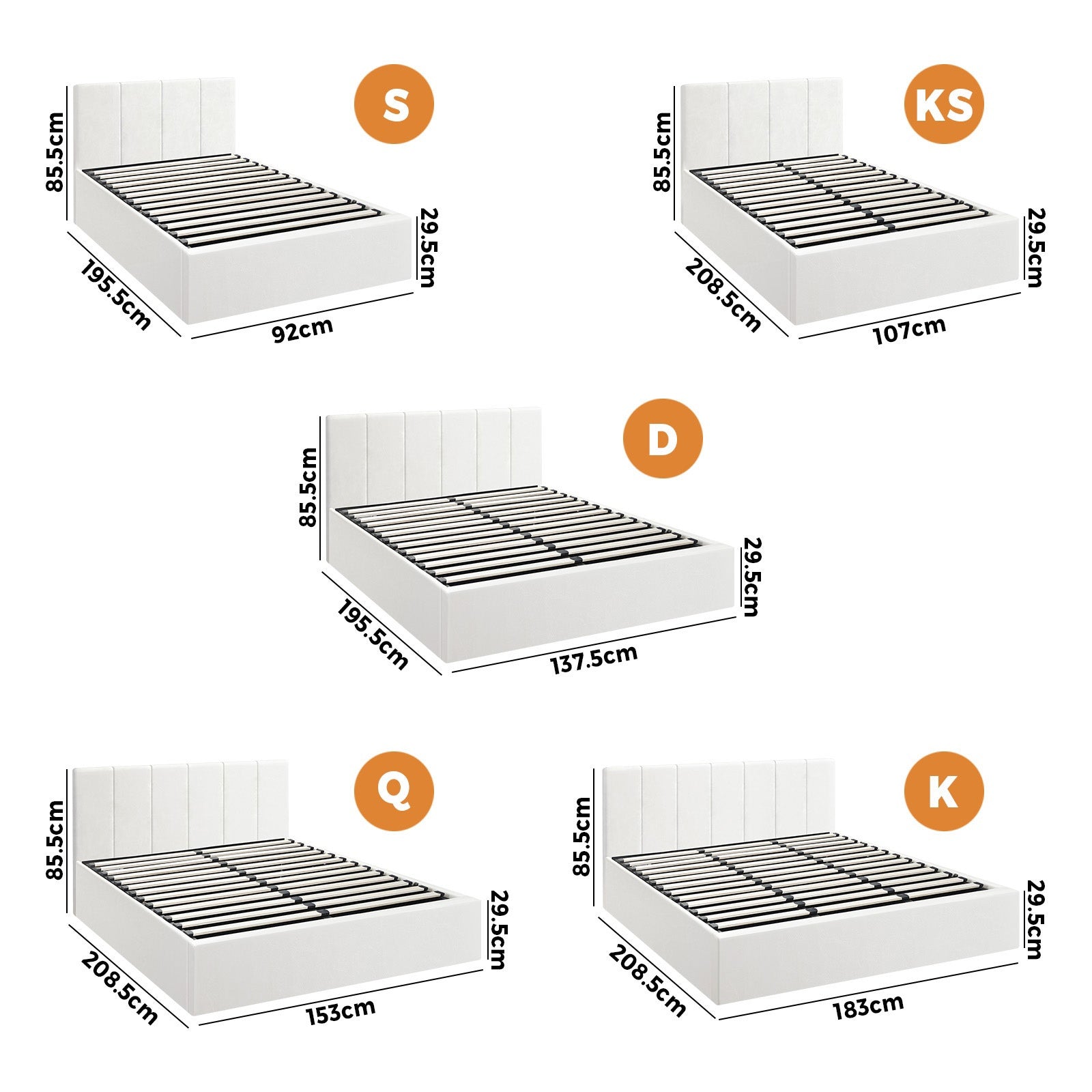 Oikiture Bed Frame Queen Double King Single Gas Lift Bed With Storage - Sunyee