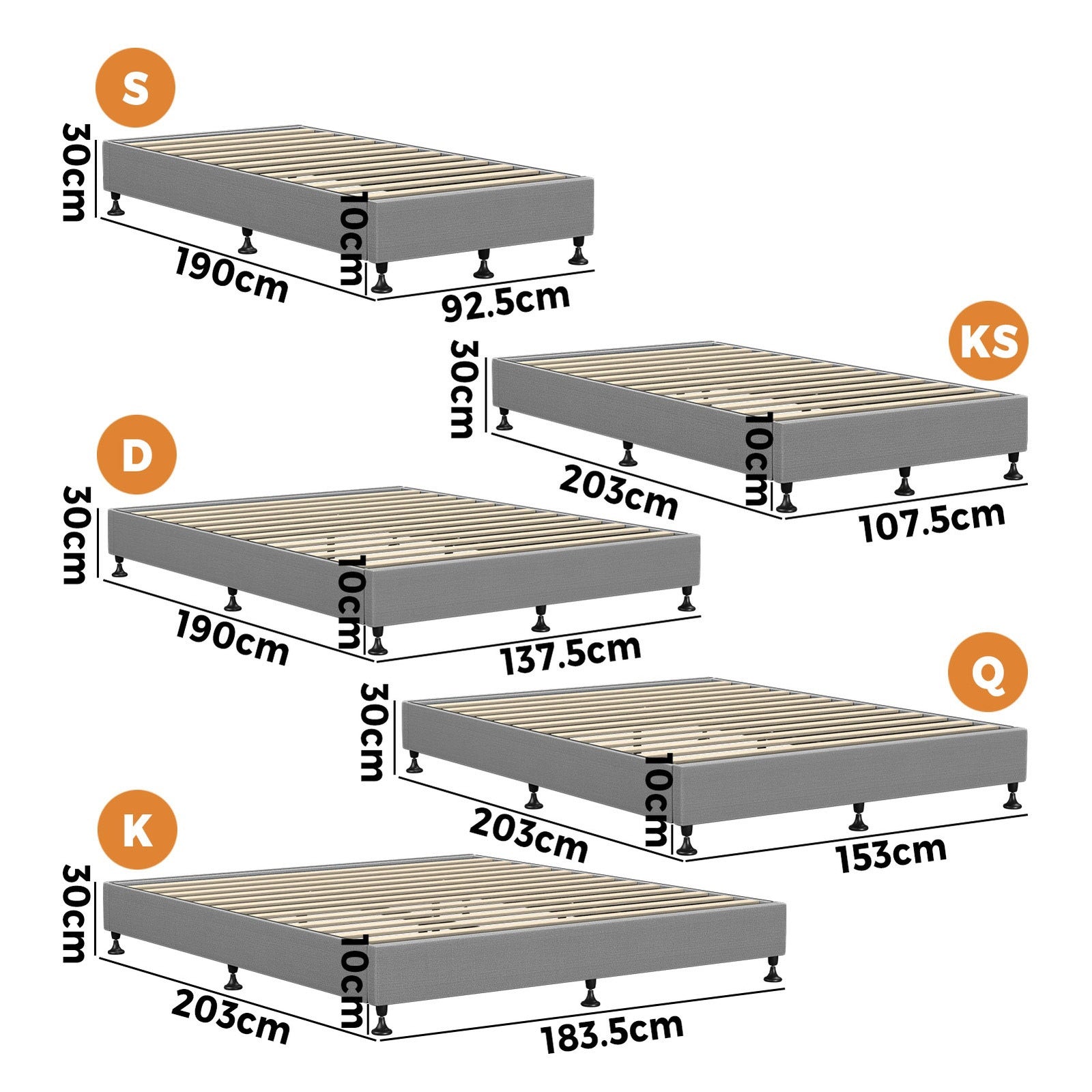 Oikiture Bed Frame Queen Double King Single Gas Lift Bed With Storage - Sunyee