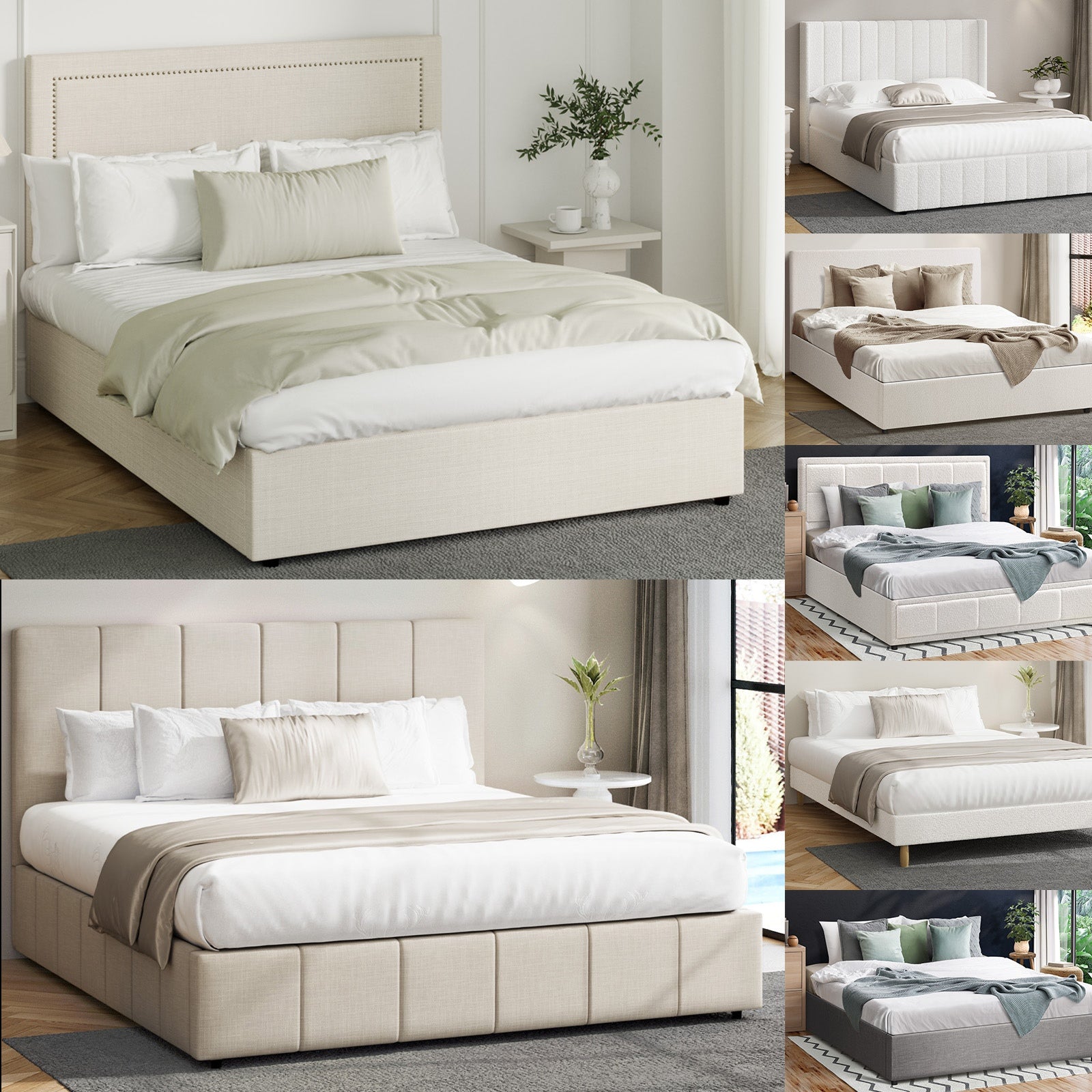 Oikiture Bed Frame Queen Double King Single Gas Lift Storage Beds - Sunyee