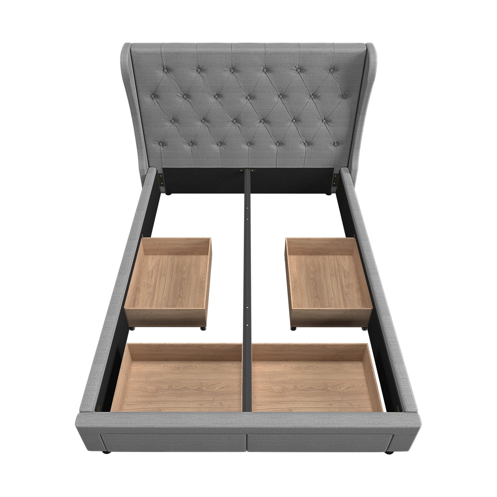 Oikiture Bed Frame Double Size Base With Storage Drawers - Sunyee