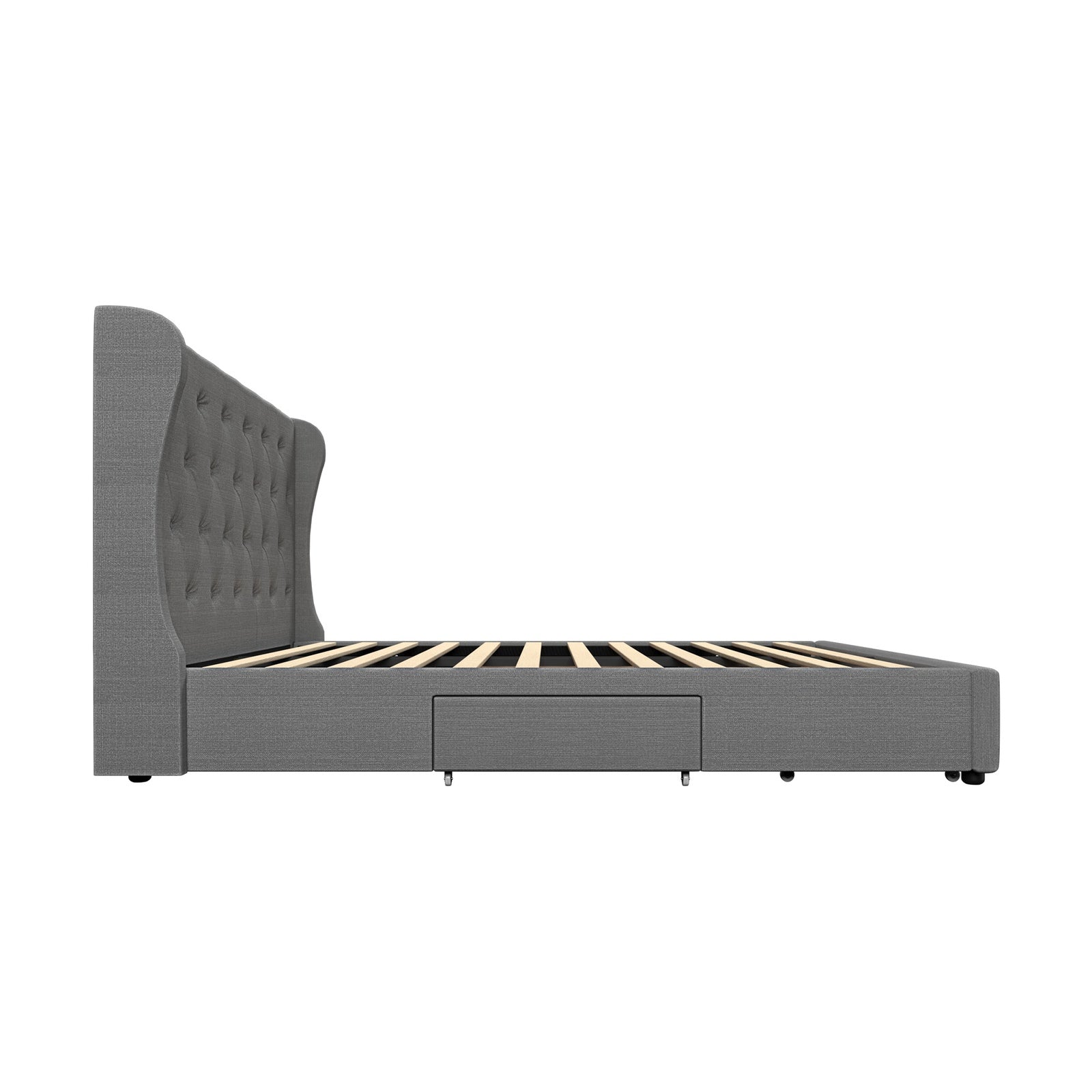 Oikiture Bed Frame Double Size Base With Storage Drawers - Sunyee