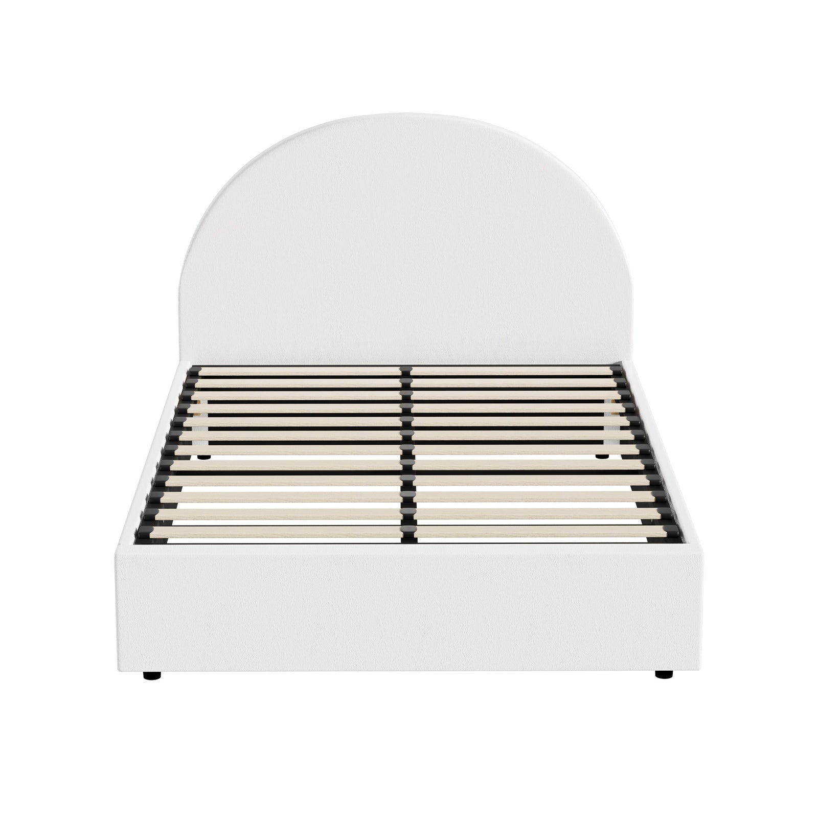Oikiture Bed Frame Double Size With Gas Lift Storage Base PU Leather White - Sunyee