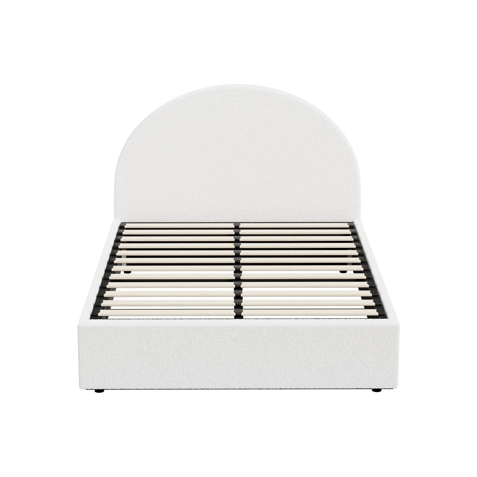 Oikiture Bed Frame Queen Size With Gas Lift Storage Base LED Lights Boucle White
