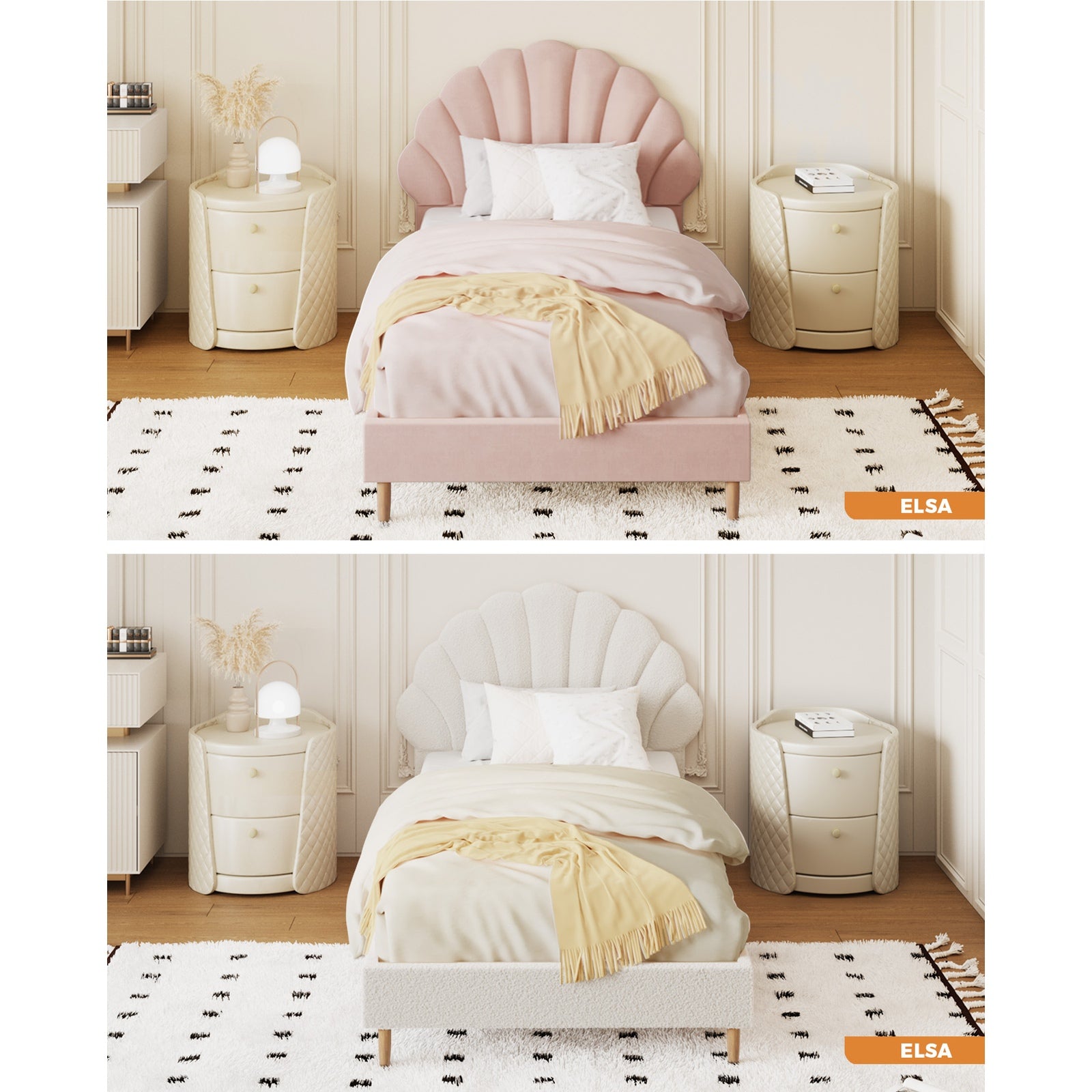 Oikiture Kids Bed Frame Single Size Bed Base Platform