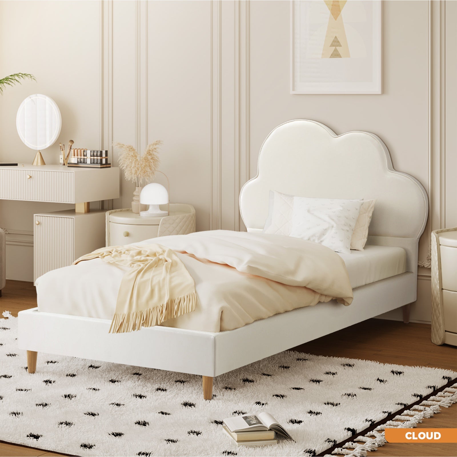 Oikiture Kids Bed Frame Single Size Bed Base Platform - Sunyee