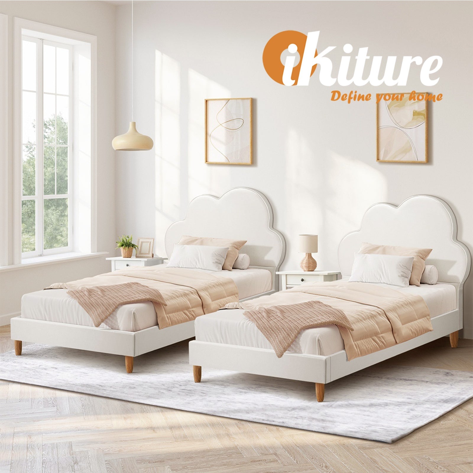 Oikiture Kids Bed Frame Single Size Bed Base Platform - Sunyee
