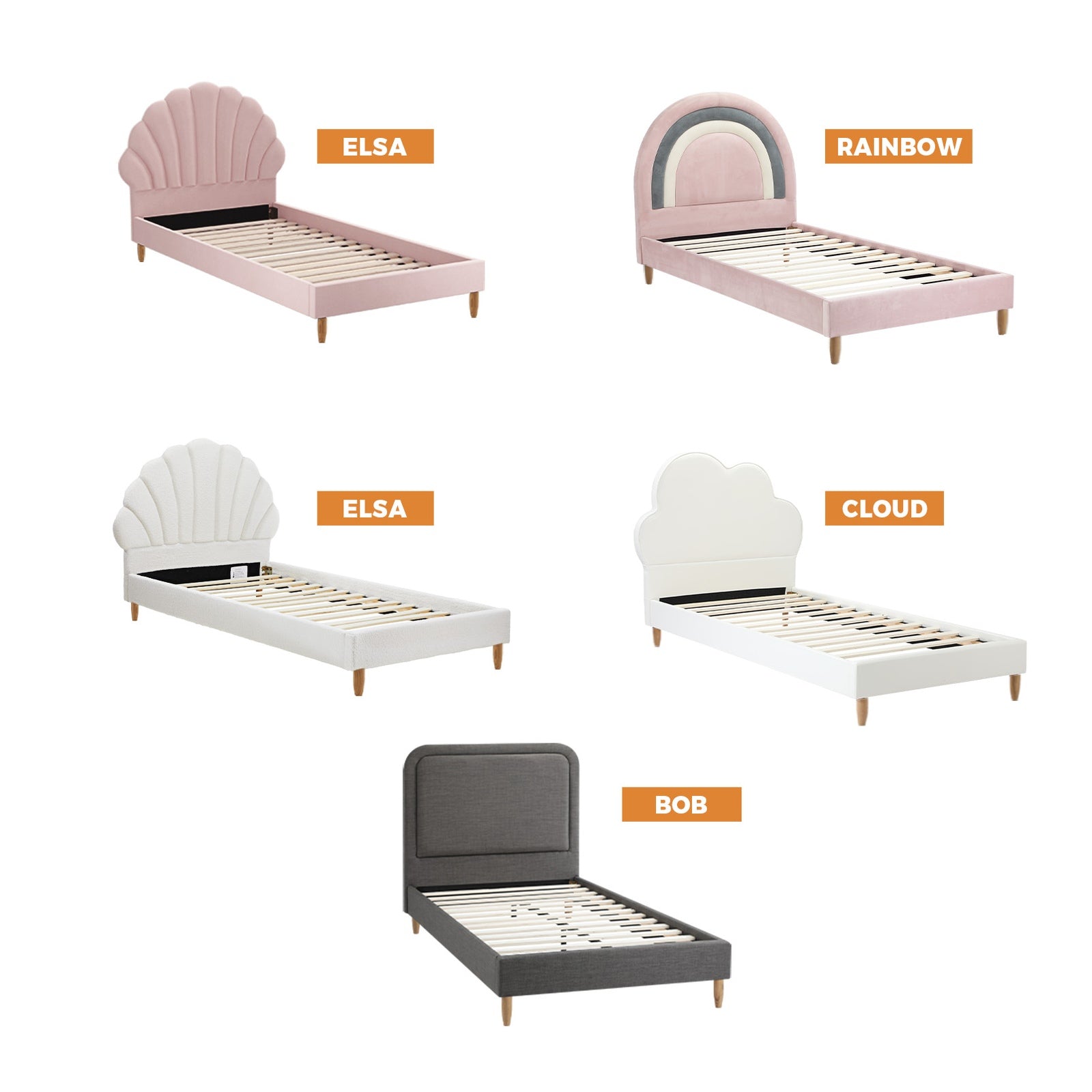 Oikiture Kids Bed Frame Single Size Bed Base Platform