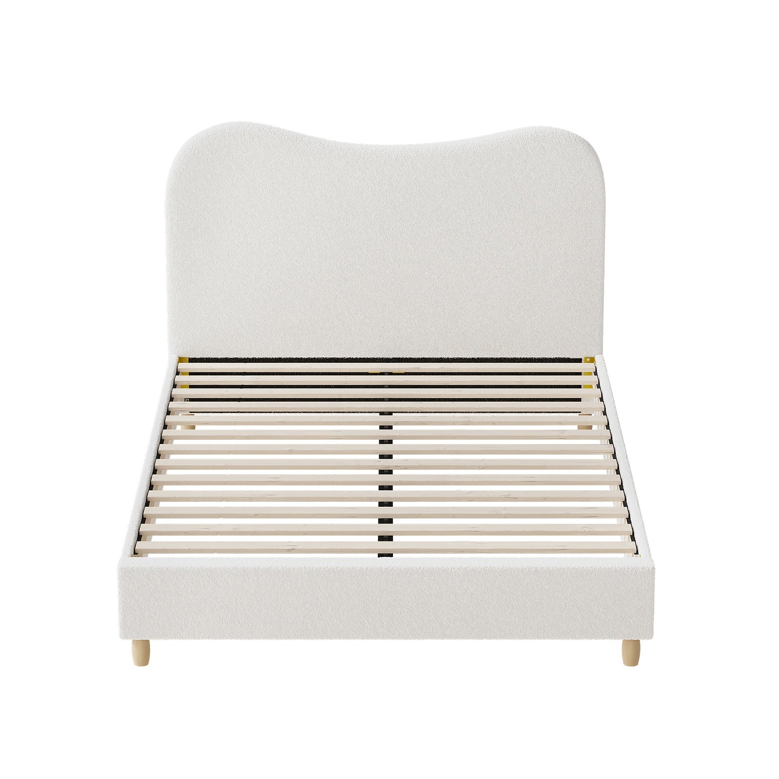 Oikiture Bed Frame Double Size White Boucle Cloud Shape - Sunyee