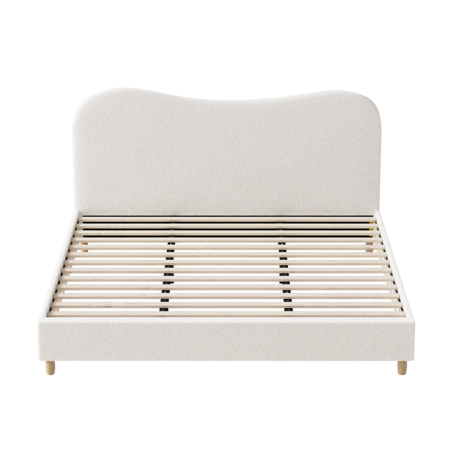 Oikiture Bed Frame King Size White Boucle Cloud Shape - Sunyee