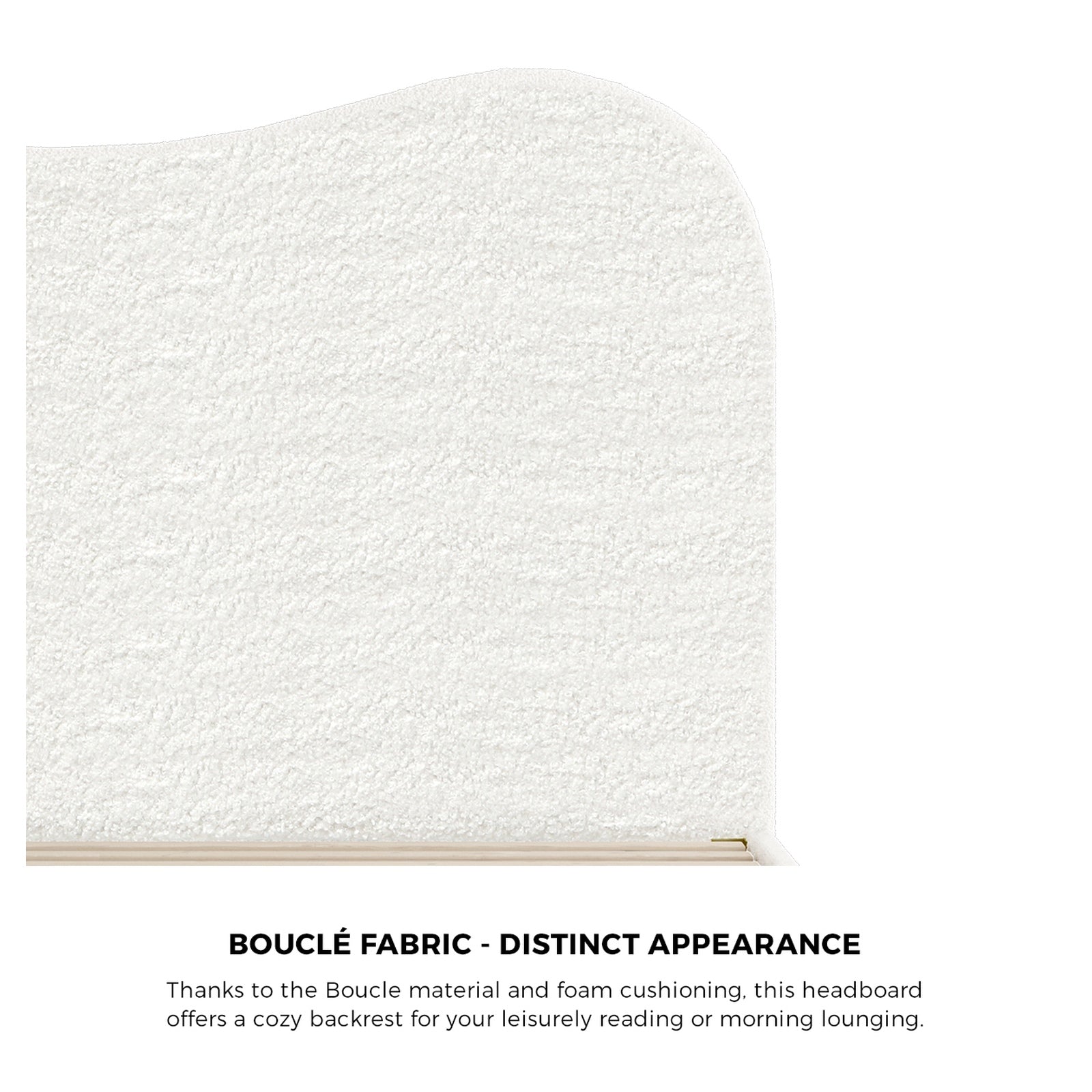 Oikiture Bed Frame King Single Size White Boucle Cloud Shape - Sunyee