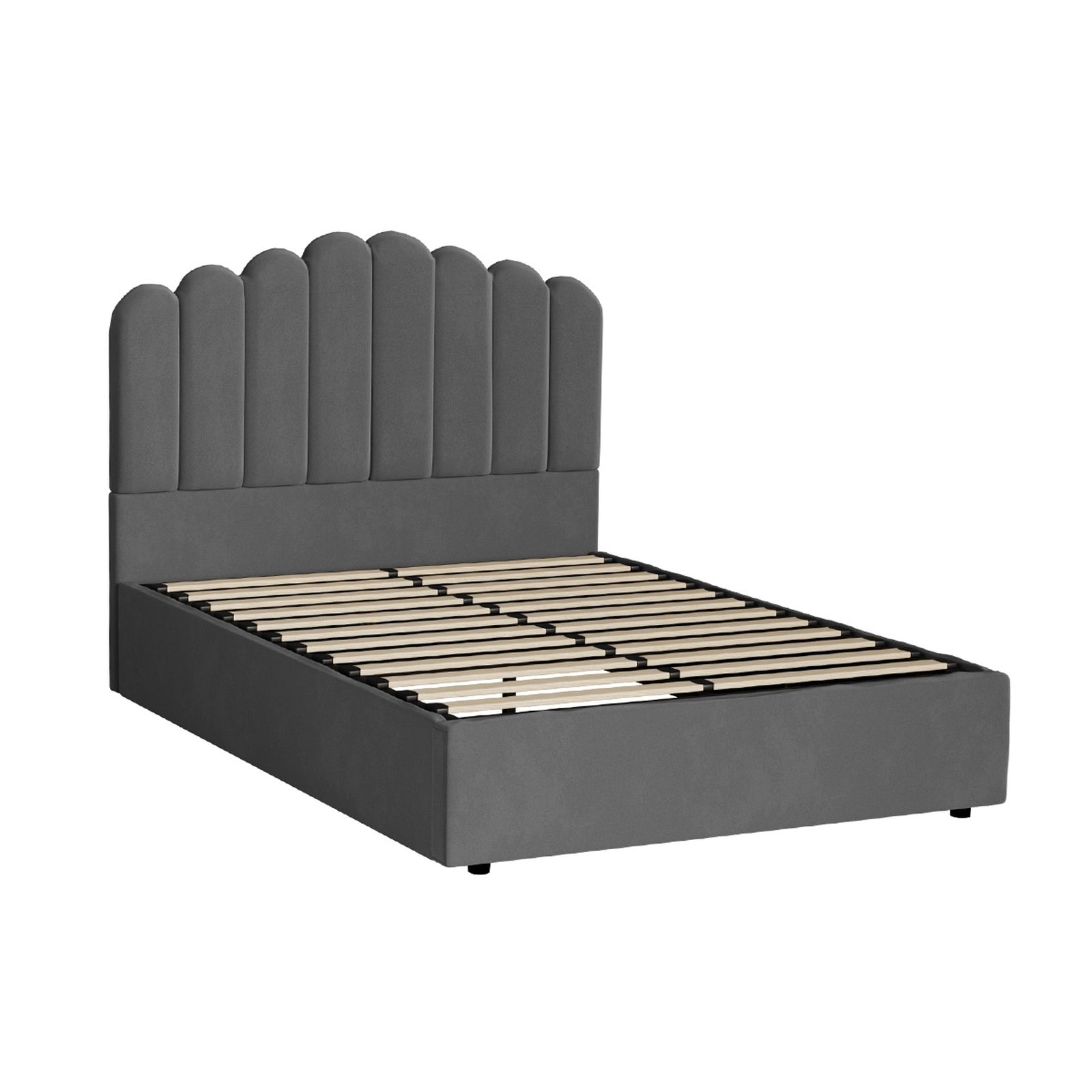 Oikiture Bed Frame Double Size Gas Lift Bed Base With Storage Velvet KLON - Sunyee