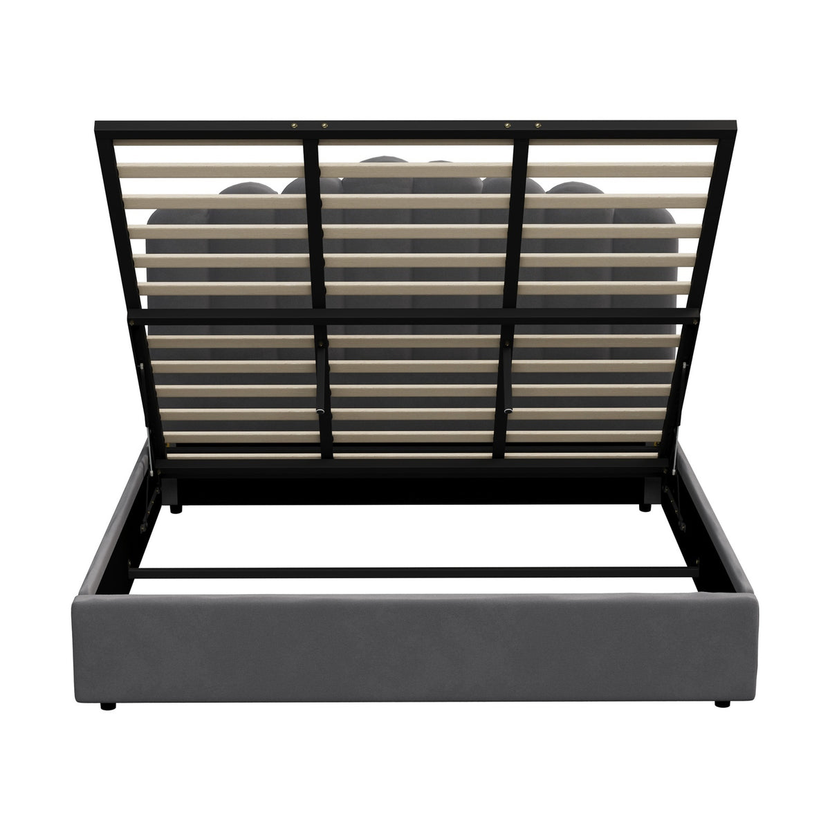 Oikiture Bed Frame King Size Gas Lift Bed Base With Storage Velvet KLON - Sunyee