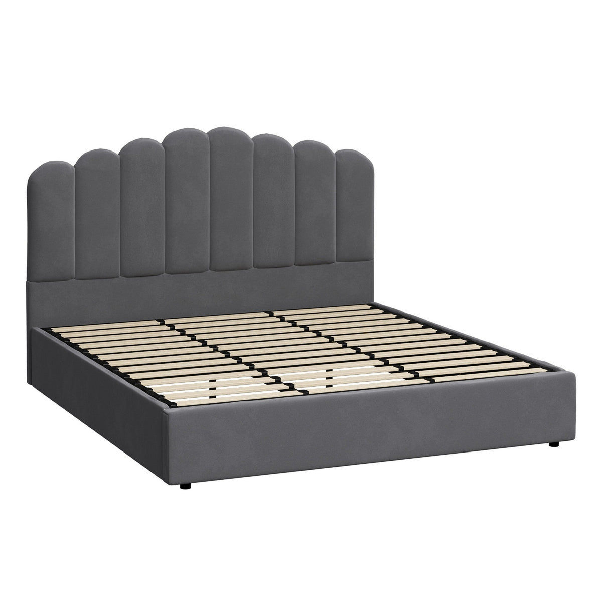 Oikiture Bed Frame King Size Gas Lift Bed Base With Storage Velvet KLON - Sunyee