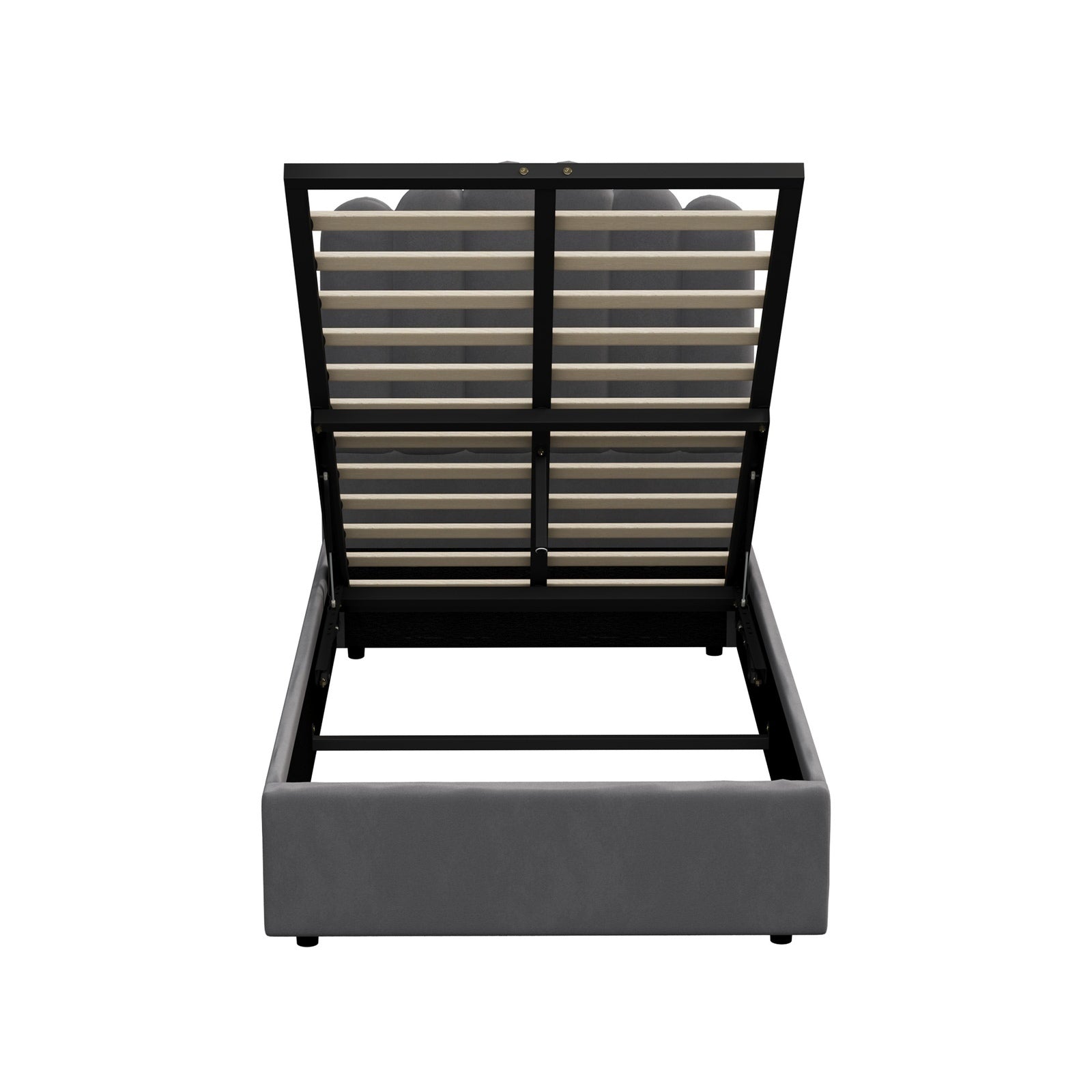 Oikiture Bed Frame King Single Size Gas Lift Bed Base With Storage Velvet KLON - Sunyee