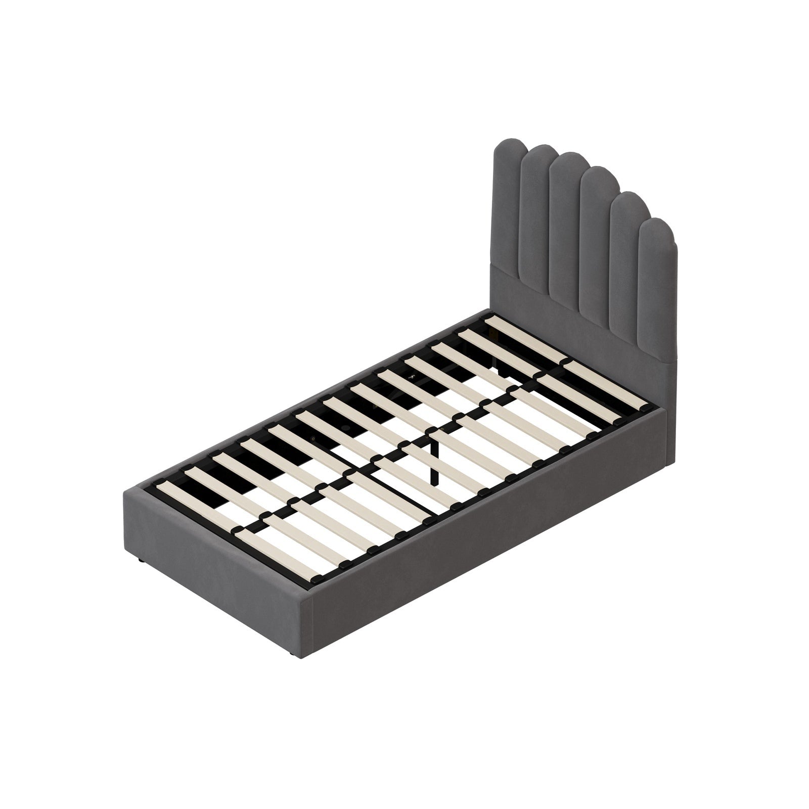 Oikiture Bed Frame King Single Size Gas Lift Bed Base With Storage Velvet KLON - Sunyee