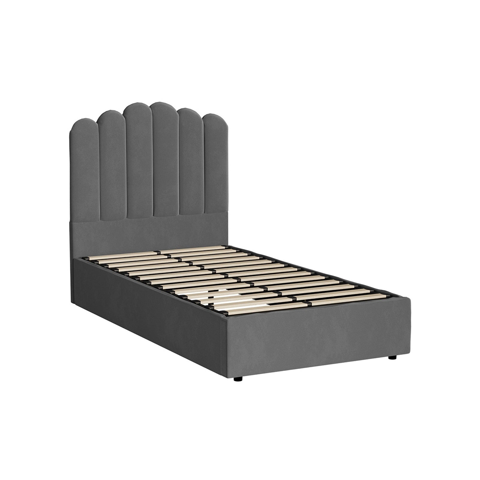 Oikiture Bed Frame King Single Size Gas Lift Bed Base With Storage Velvet KLON - Sunyee