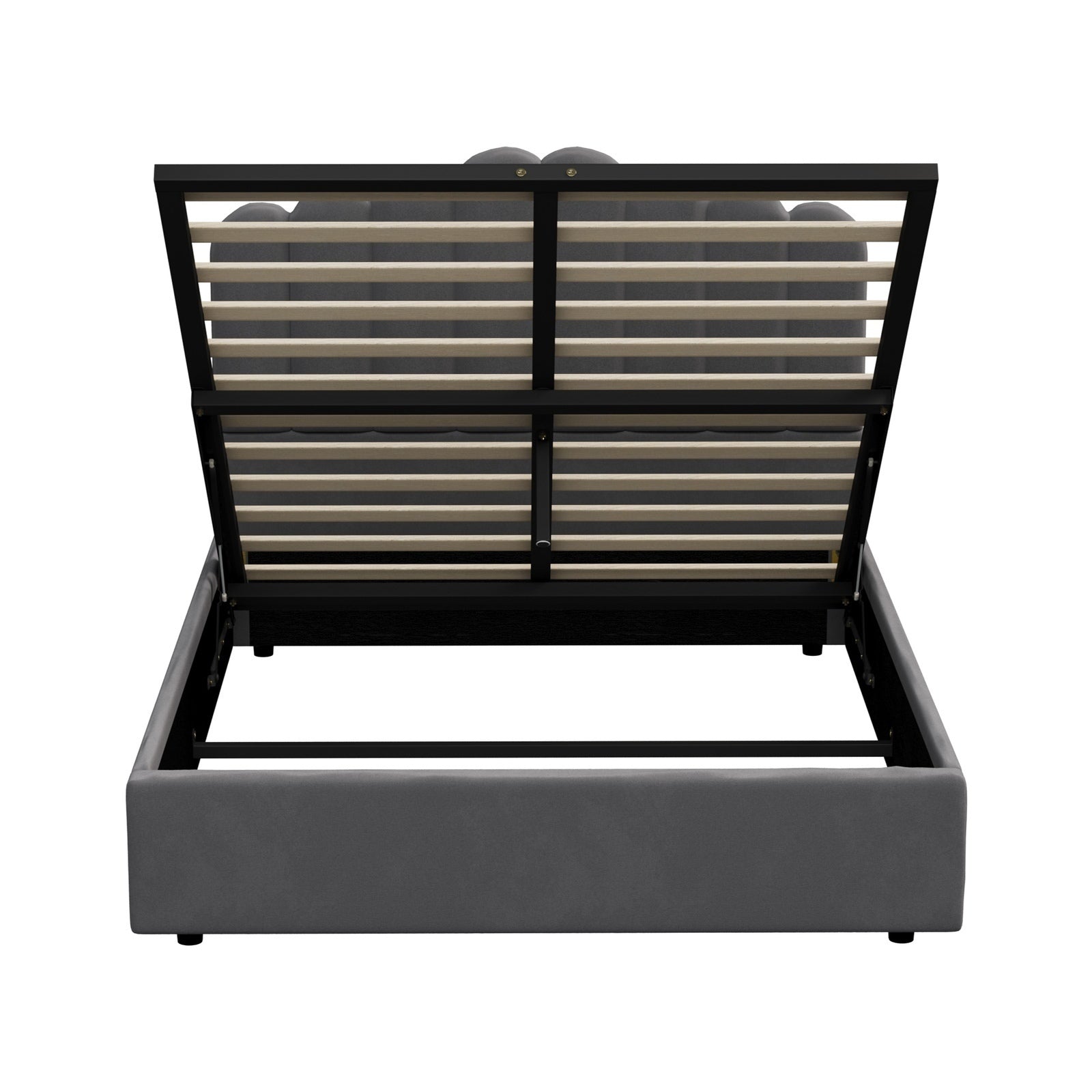 Oikiture Bed Frame Queen Size Gas Lift Bed Base With Storage Velvet KLON - Sunyee