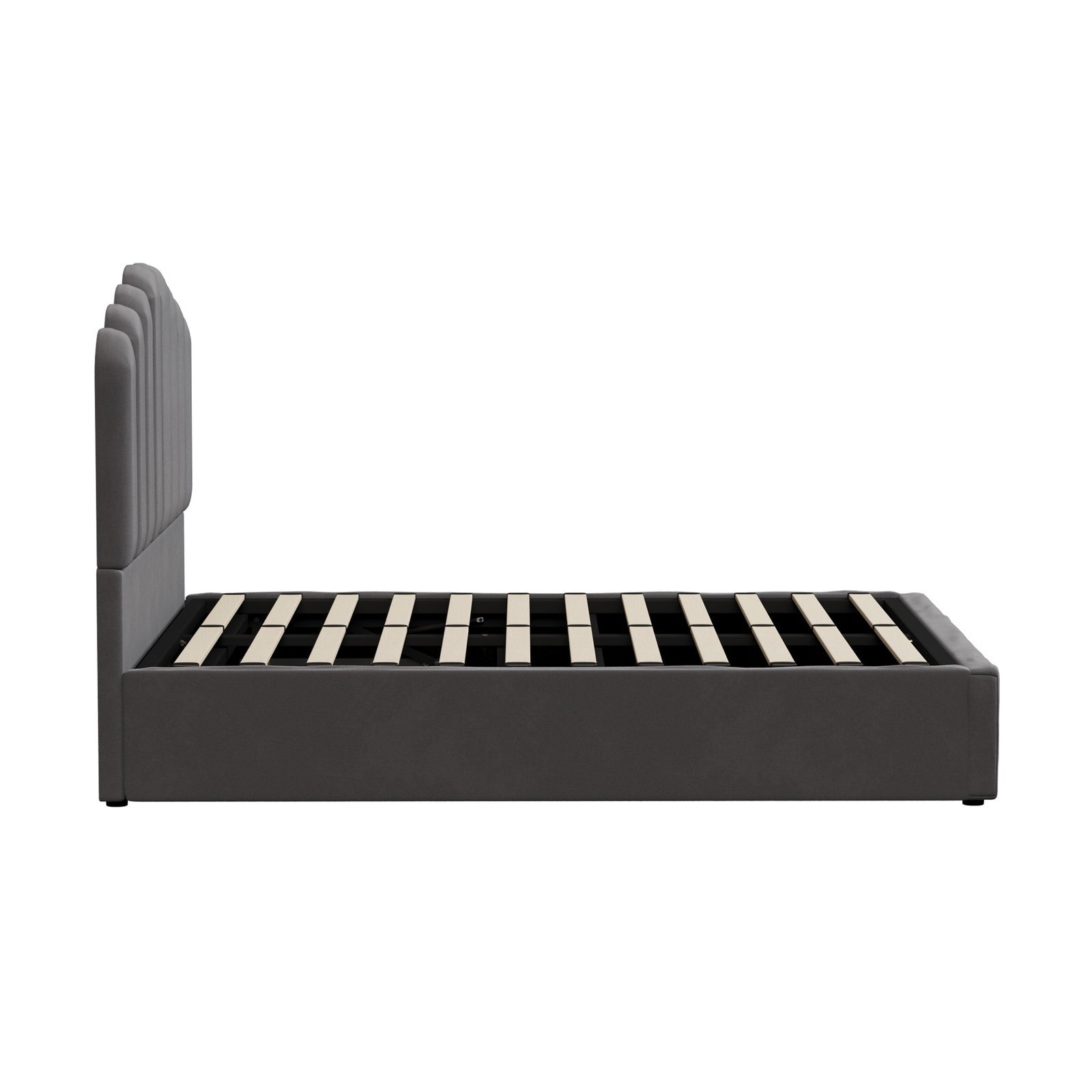 Oikiture Bed Frame Queen Size Gas Lift Bed Base With Storage Velvet KLON - Sunyee