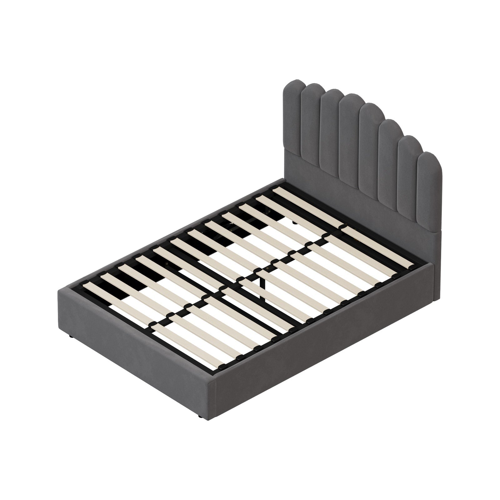 Oikiture Bed Frame Queen Size Gas Lift Bed Base With Storage Velvet KLON - Sunyee