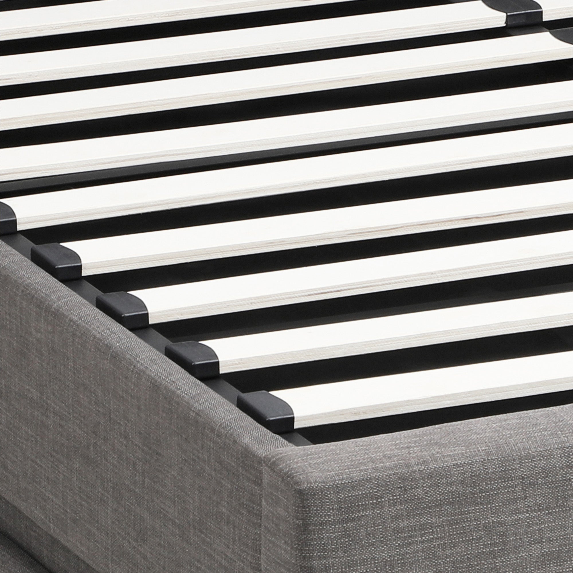 Oikiture Bed Frame Double Size Bed Platform RGB LED Gas Lift Base Storage Grey - Sunyee