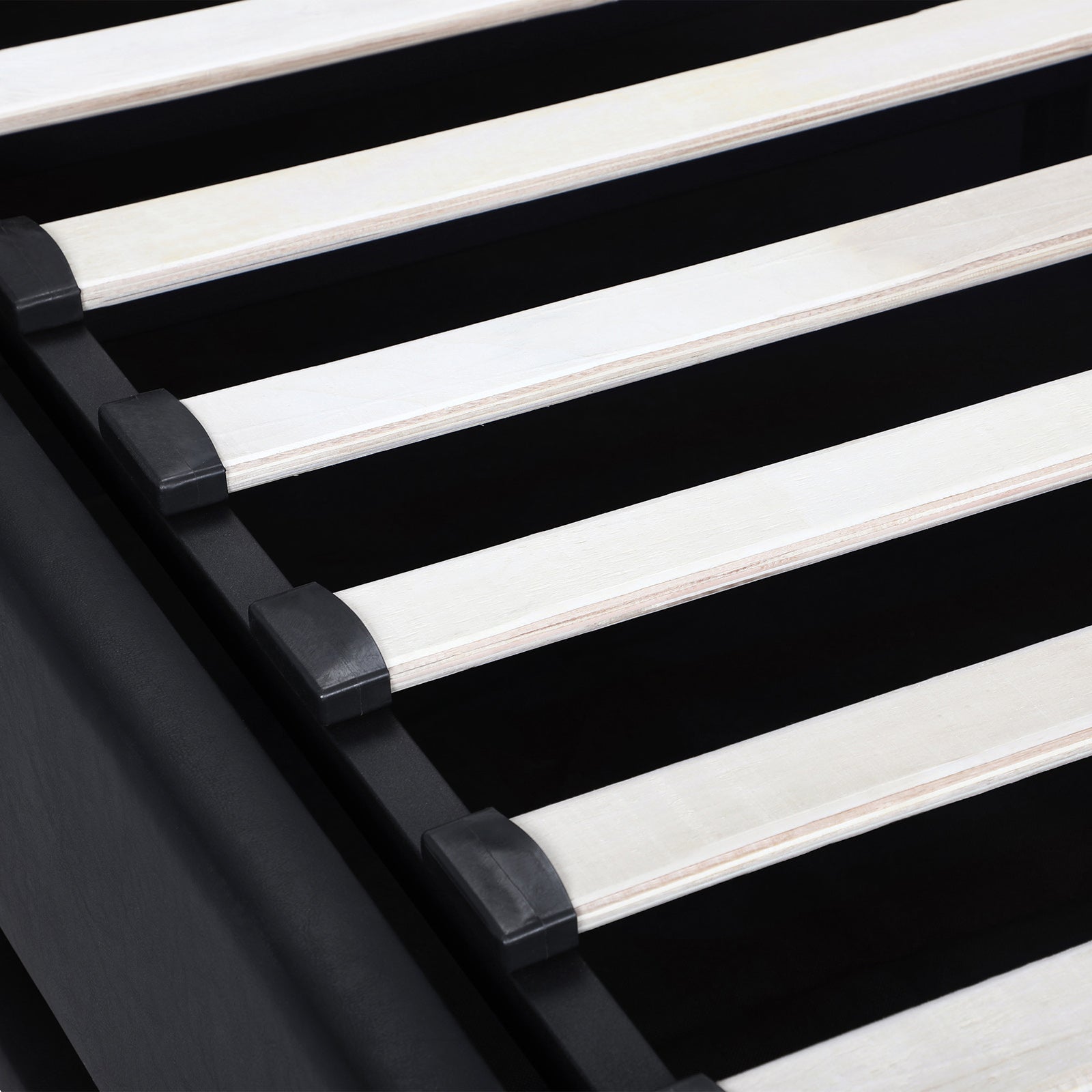 Oikiture RGB LED Bed Frame King Size Gas Lift Base With Storage Black Leather - Sunyee