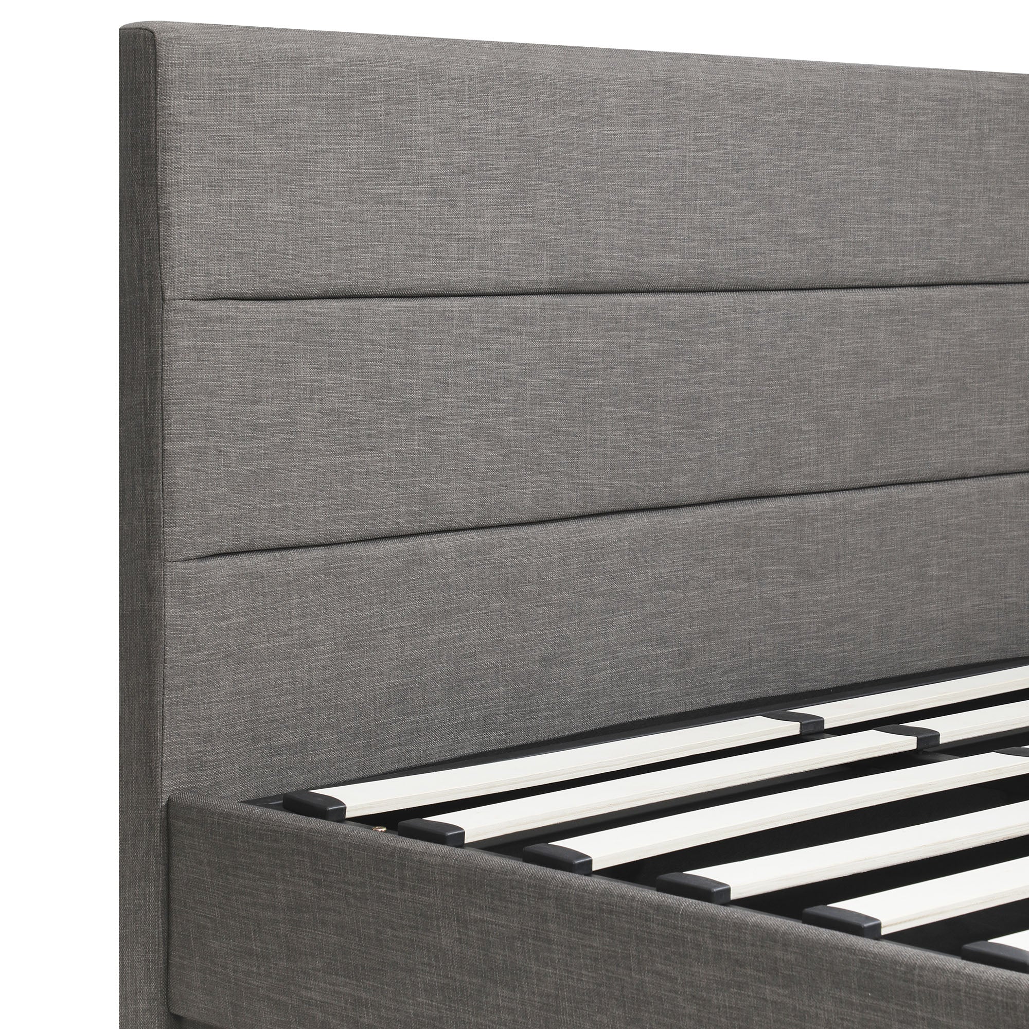 Oikiture Bed Frame Queen Size Bed Platform RGB LED Gas Lift Base Storage Grey - Sunyee