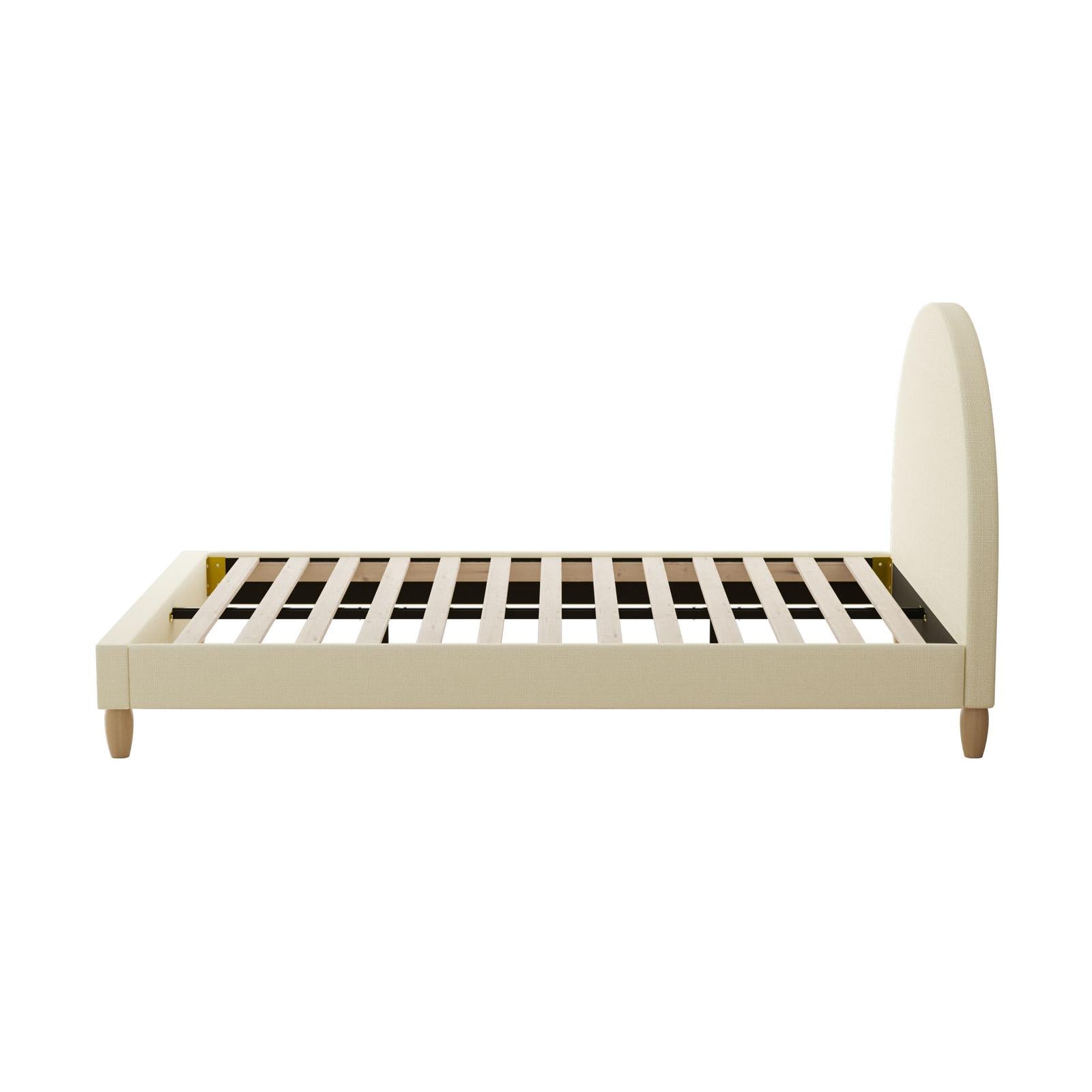 Oikiture Bed Frame Double Size Arched Beds Platform Beige Fabric - Sunyee