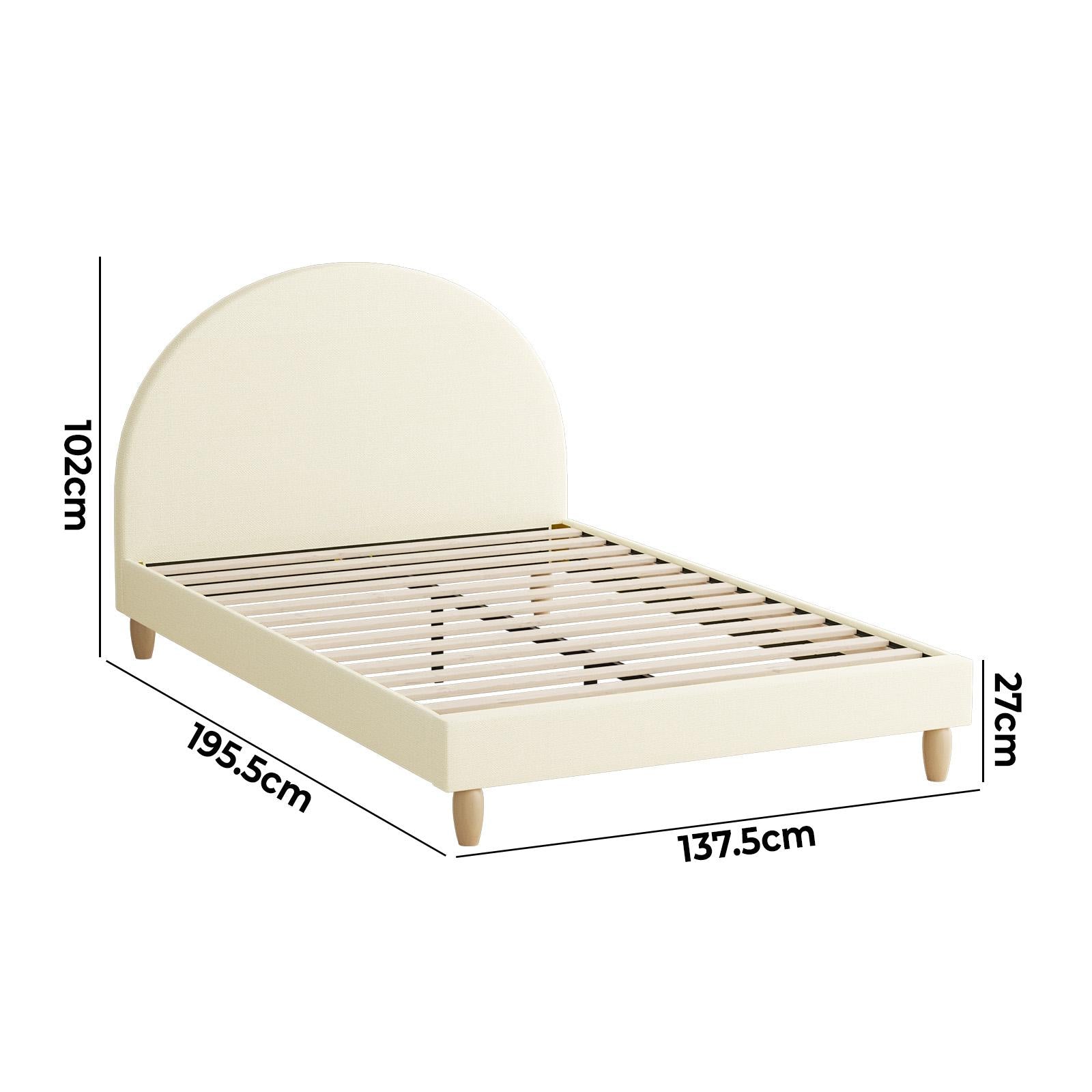 Oikiture Bed Frame Double Size Arched Beds Platform Beige Fabric - Sunyee