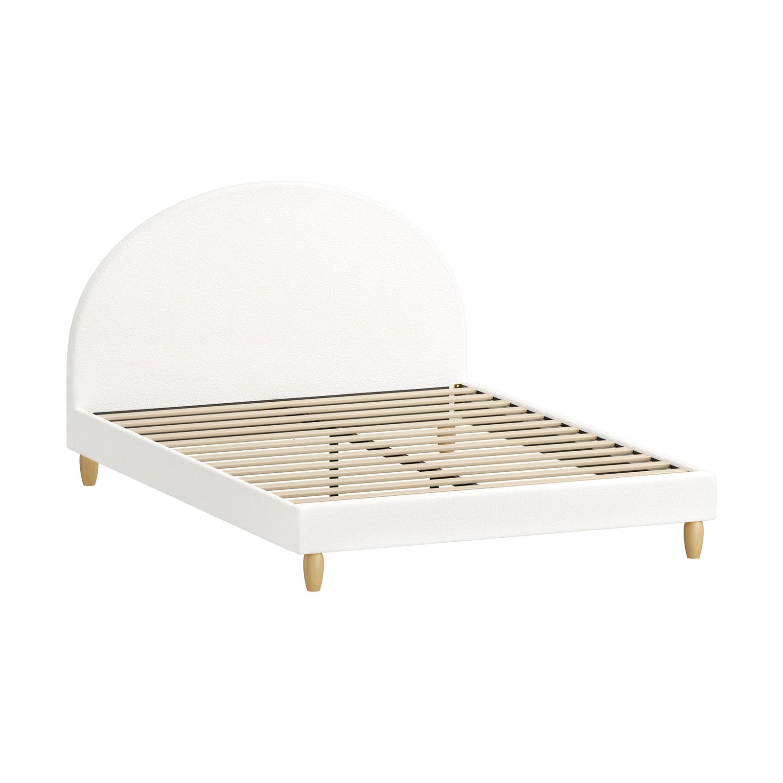 Oikiture Bed Frame Double Size Boucle Fabric Arched Beds Platform - Sunyee