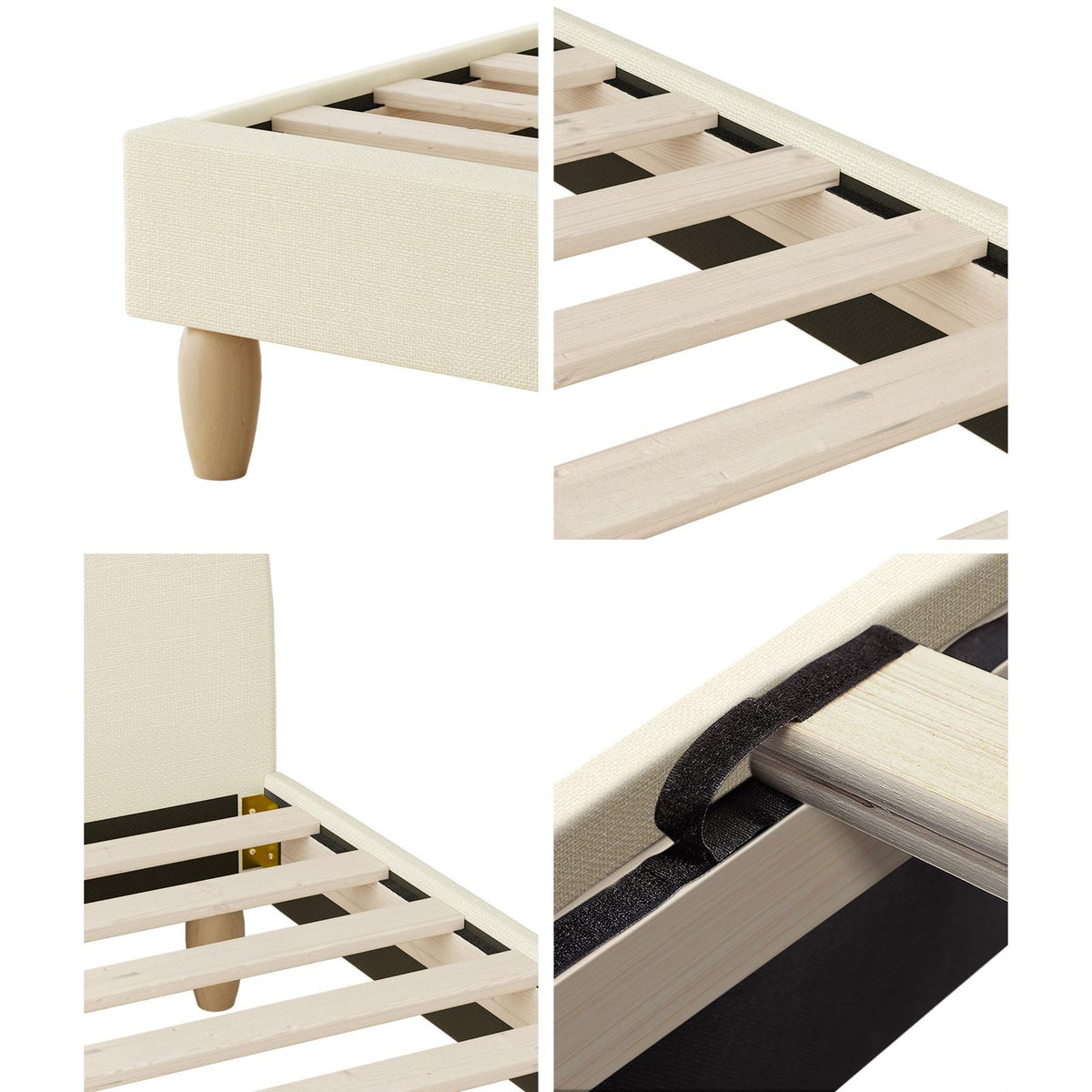 Oikiture Bed Frame King Single Size Arched Beds Platform Beige Fabric