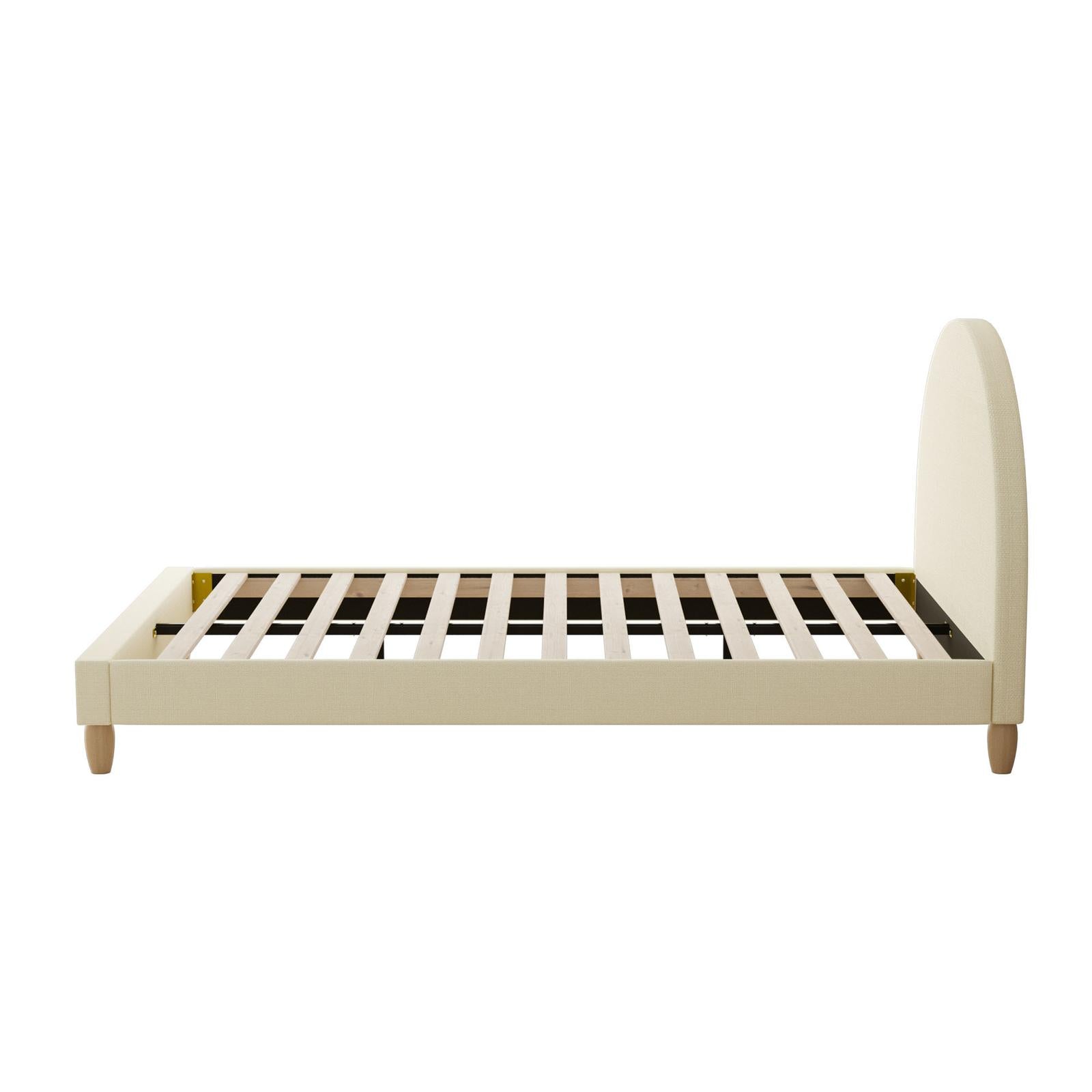 Oikiture Bed Frame King Single Size Arched Beds Platform Beige Fabric - Sunyee