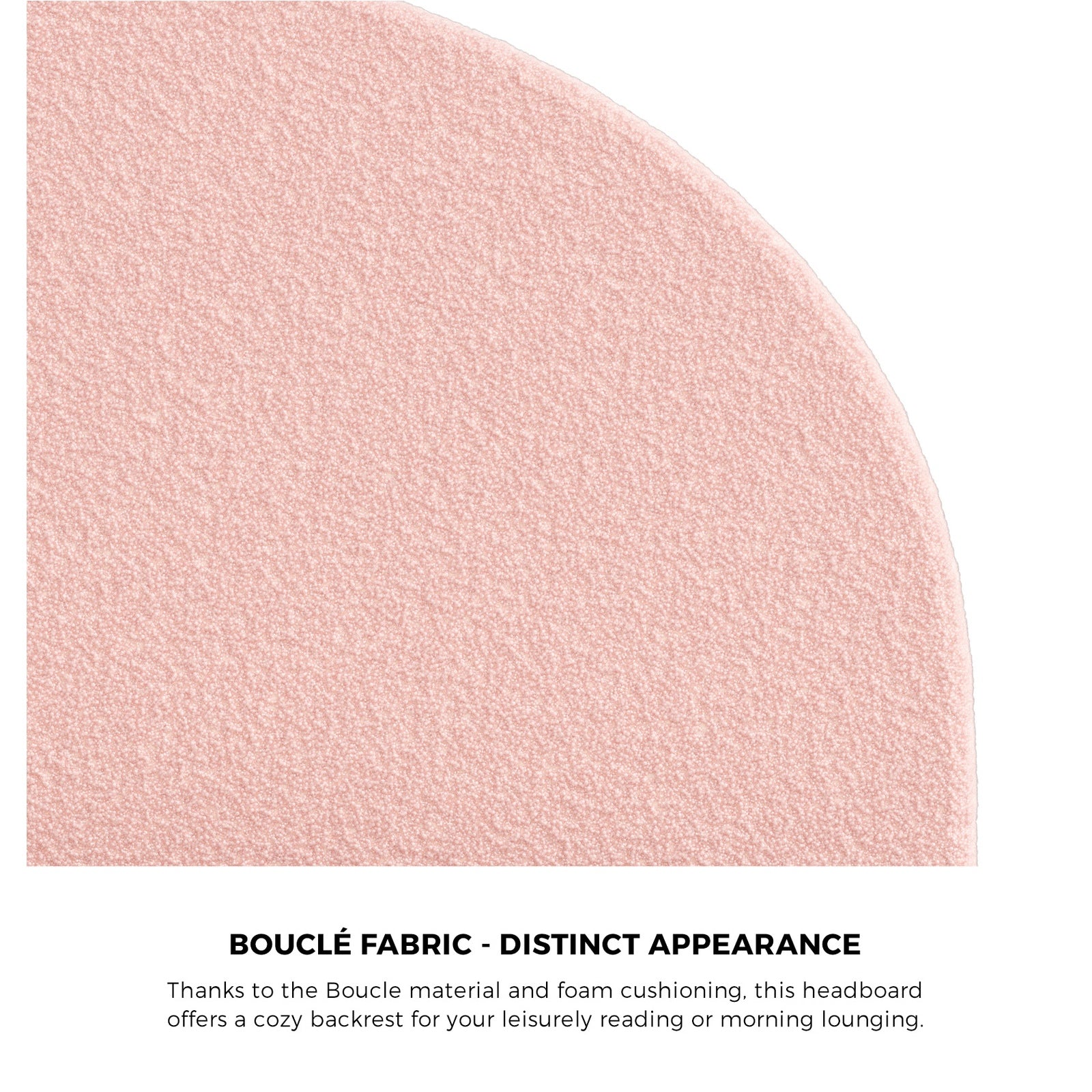 Oikiture Bed Frame King Single Size Bed Platform Arched Bedhead Pink Boucle - Sunyee