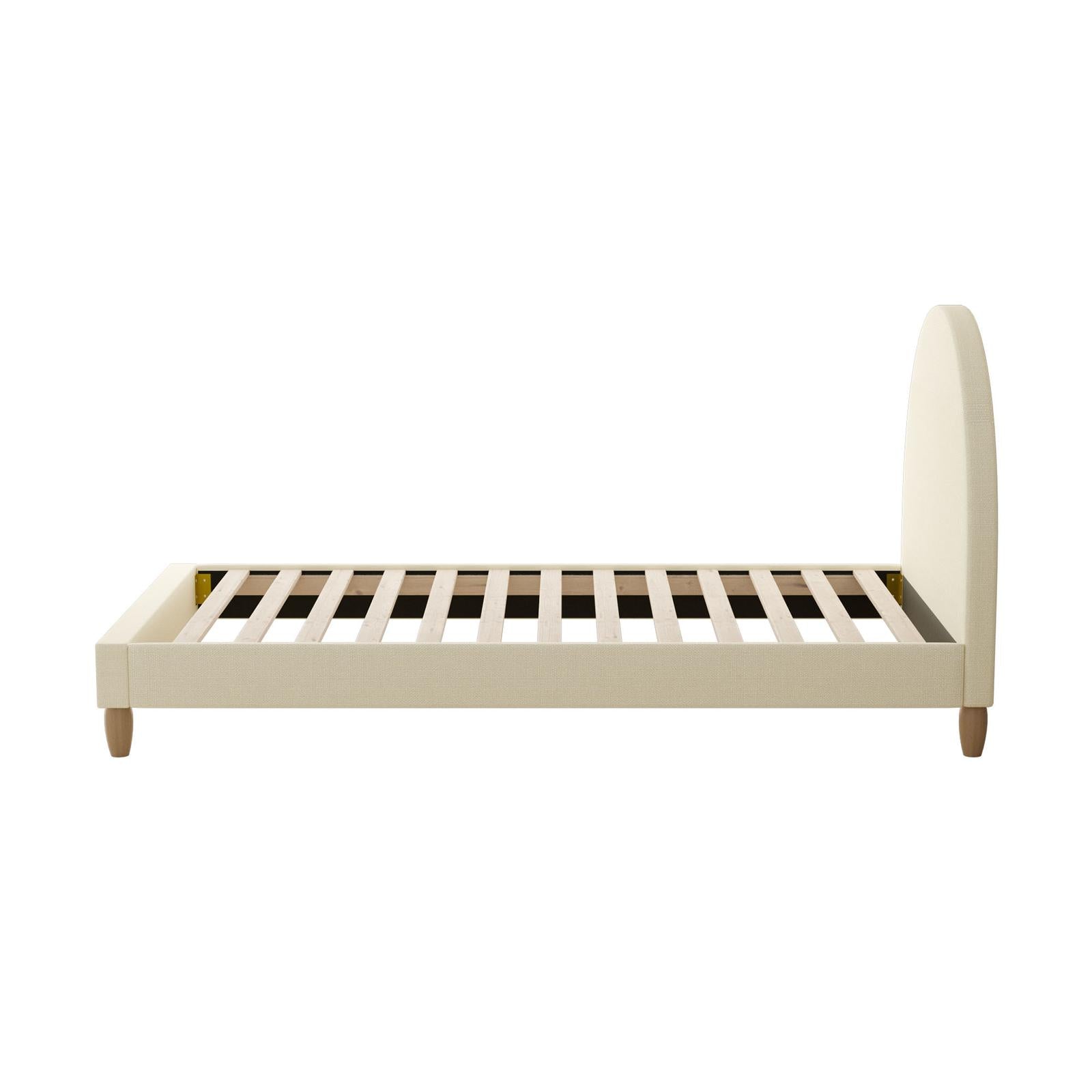 Oikiture Bed Frame Single Size Arched Beds Platform Beige Fabric - Sunyee