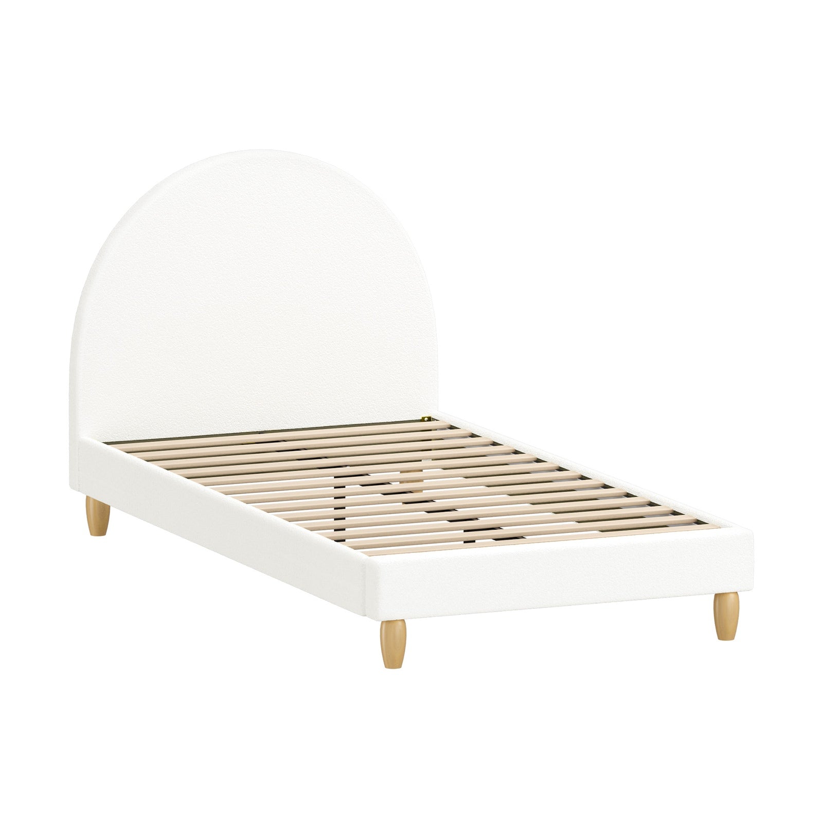 Oikiture Bed Frame Single Size Boucle Fabric Arched Beds Platform - Sunyee