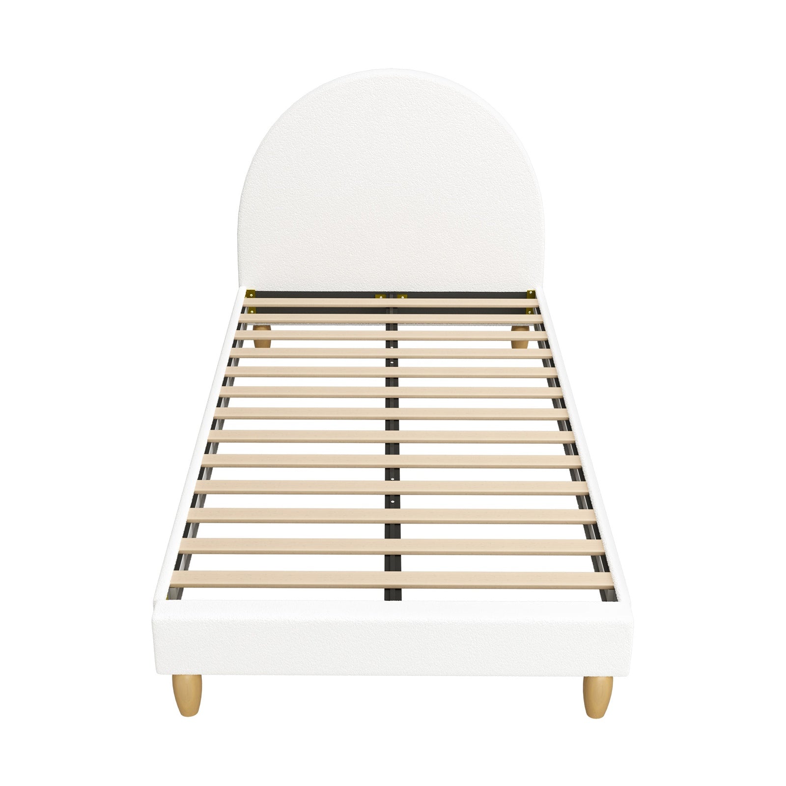 Oikiture Bed Frame Single Size Boucle Fabric Arched Beds Platform - Sunyee