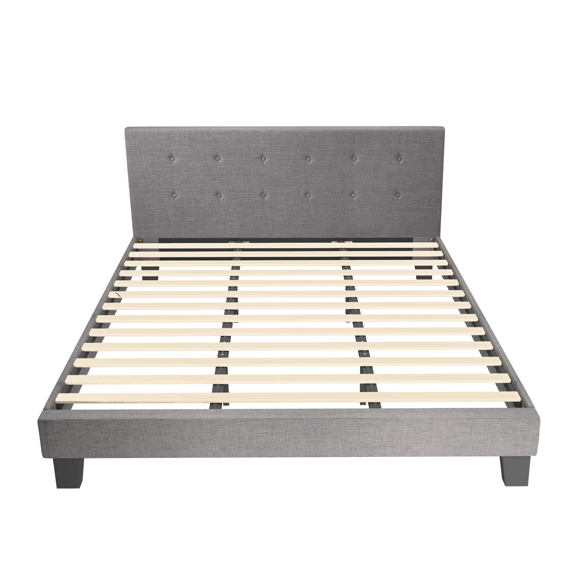 Oikiture Bed Frame King Size Bed Platform Wooden Fabric Grey - Sunyee