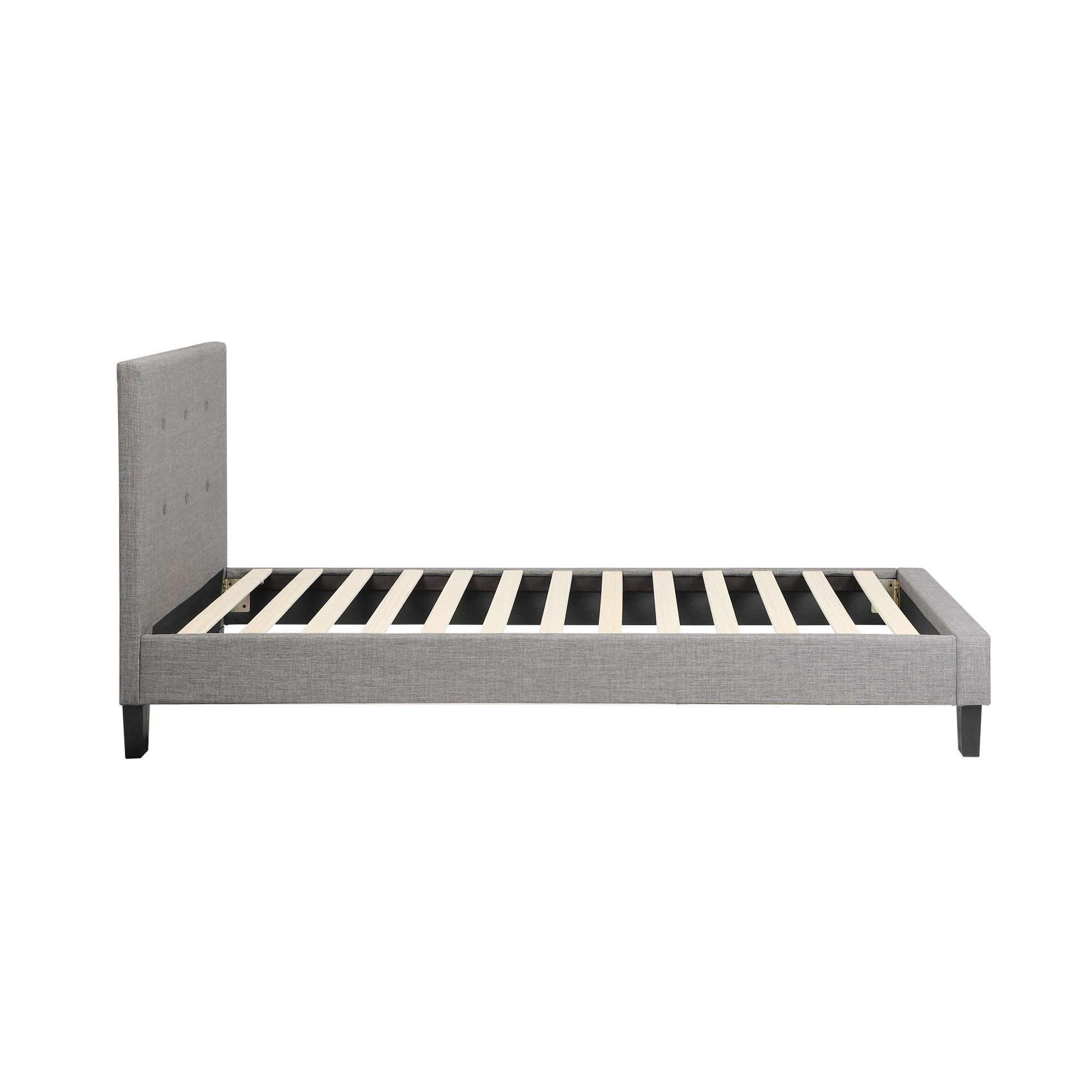 Oikiture Bed Frame Single Size Bed Platform Wooden Fabric Grey - Sunyee