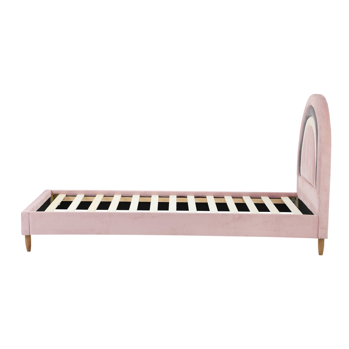 Oikiture Bed Frame Single Size Kids Bed Frame Pink Velvet - Sunyee