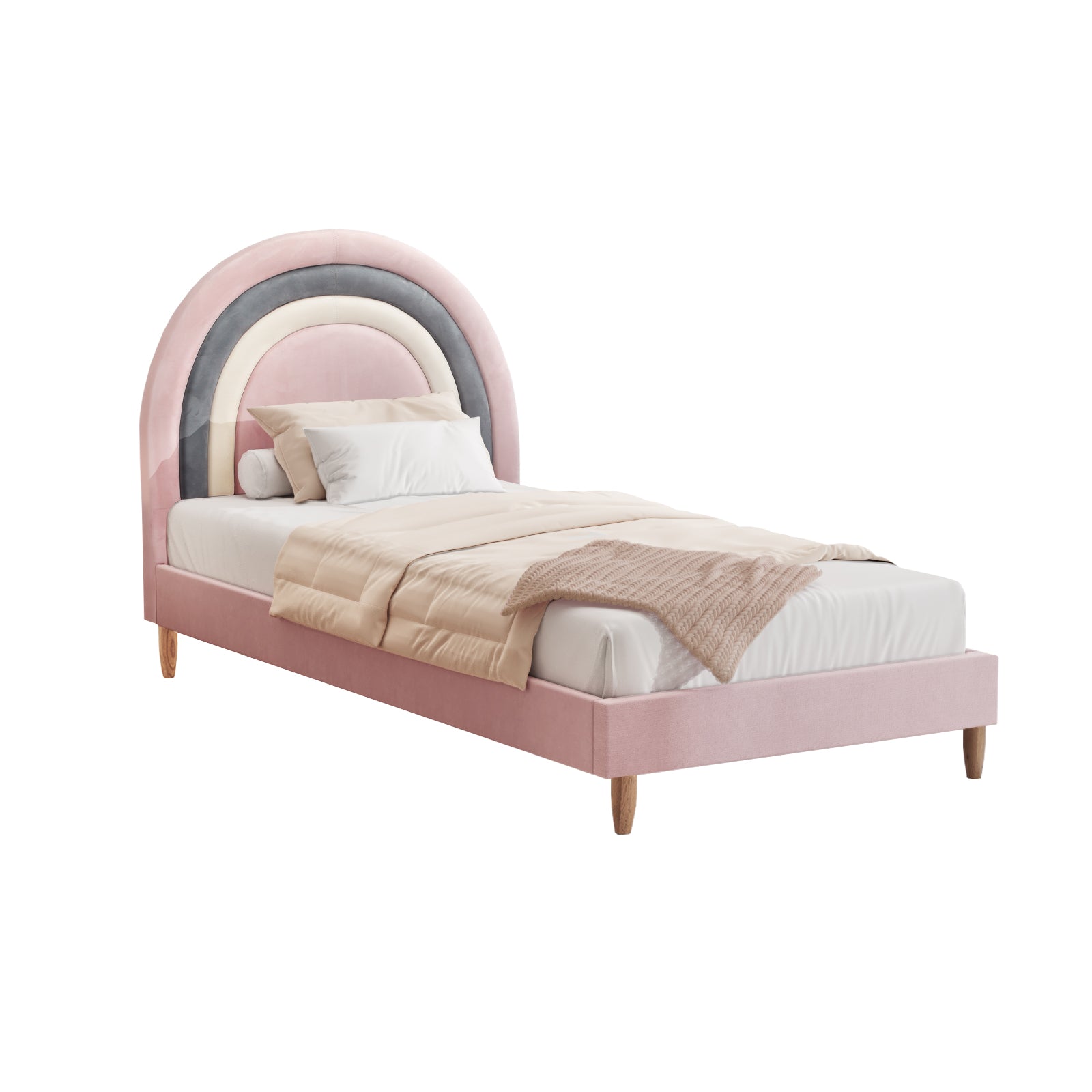 Oikiture Kids Bed Frame Single Size Bed Base Platform - Sunyee