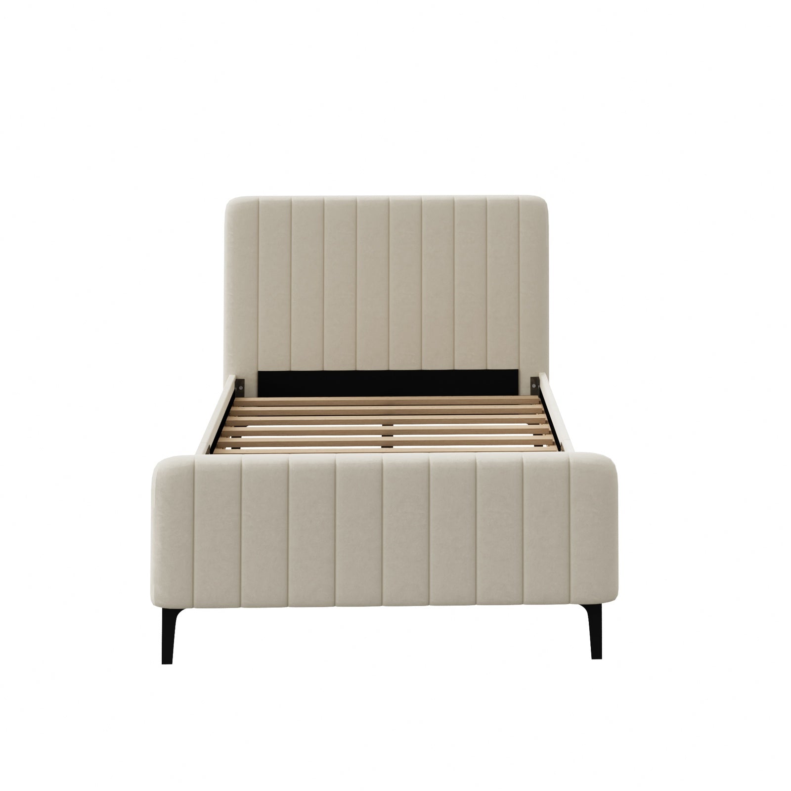 Oikiture Bed Frame King Single Beds Platform Velvet Fabric ROYO - Sunyee