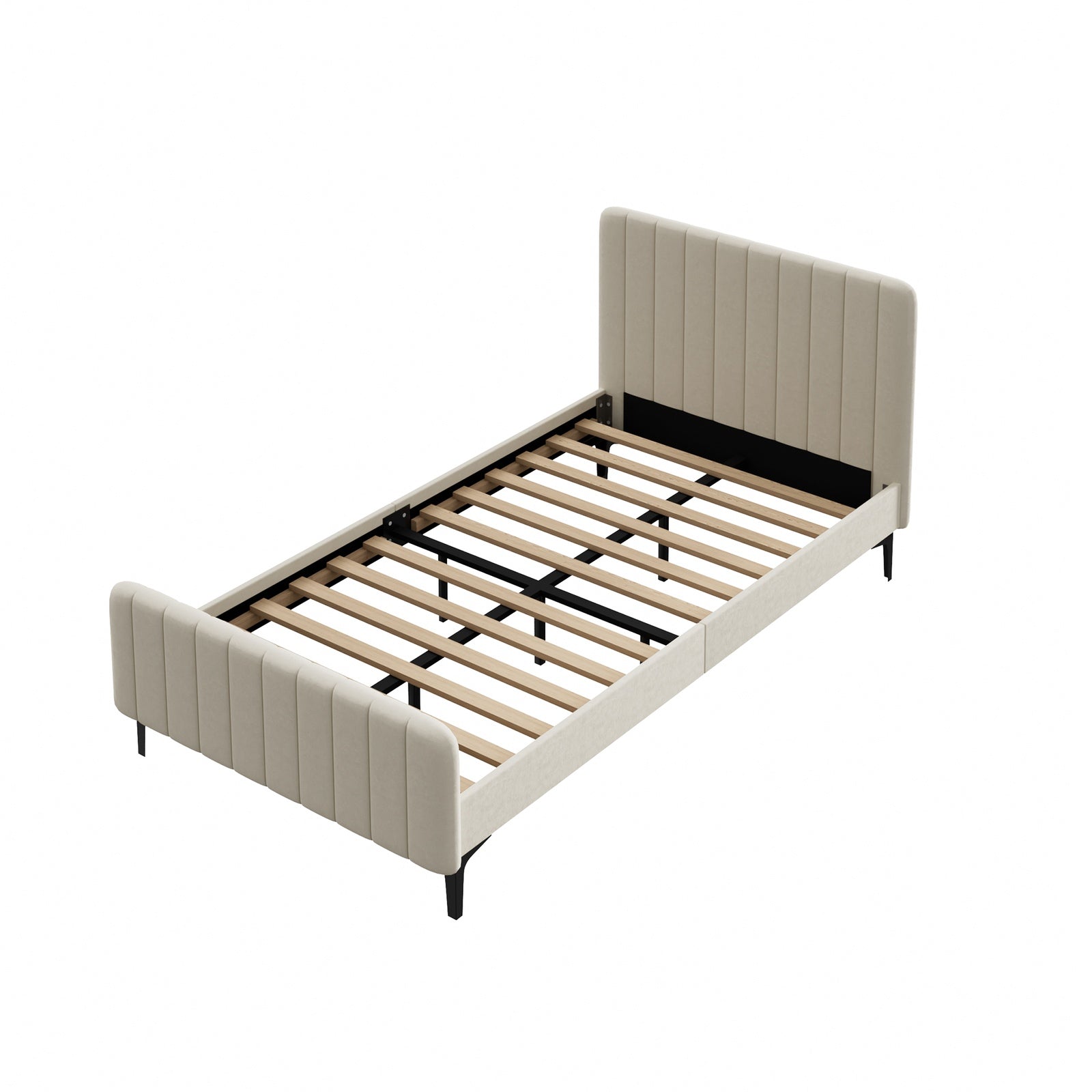 Oikiture Bed Frame King Single Beds Platform Velvet Fabric ROYO - Sunyee