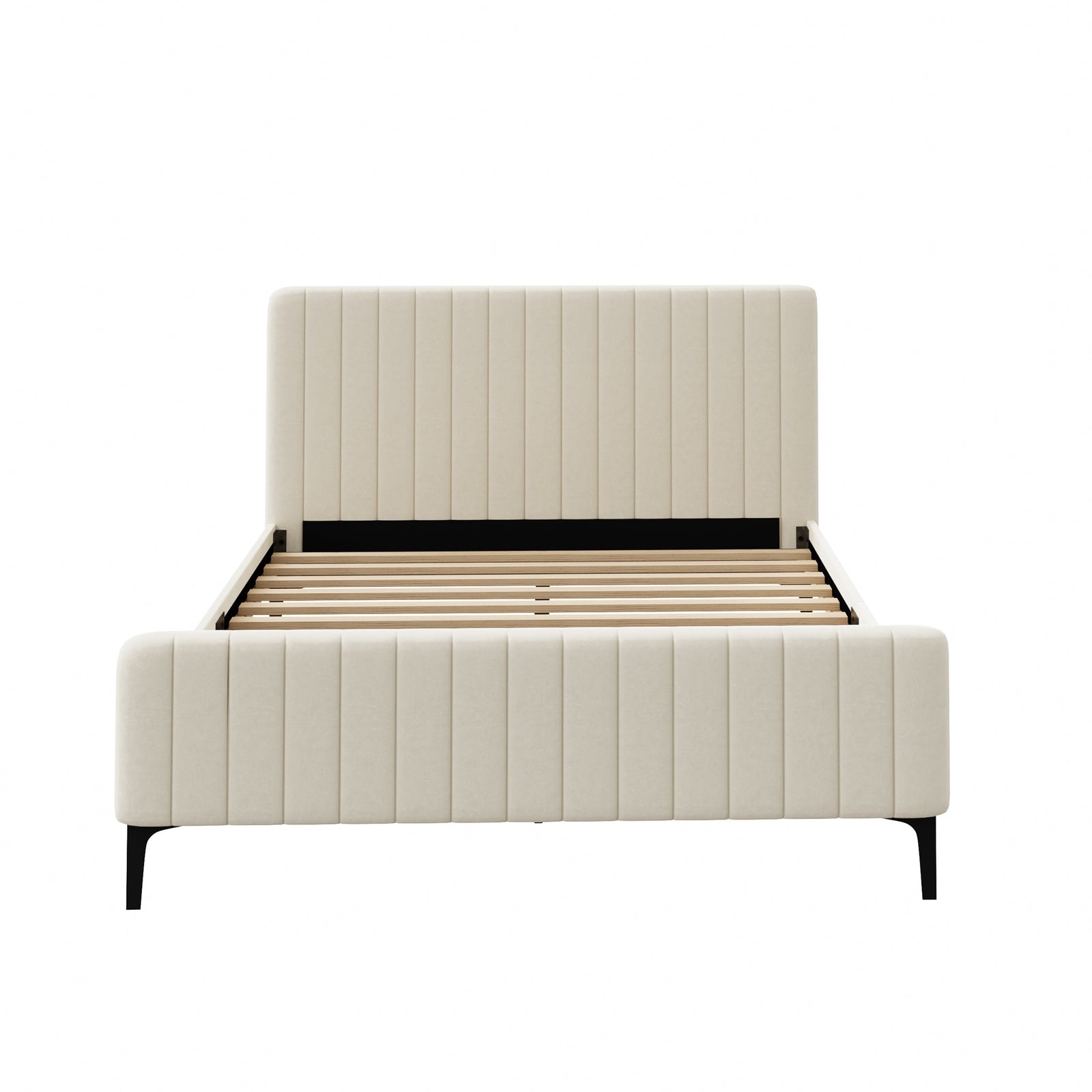 Oikiture Bed Frame Queen Size Beds Platform Velvet Fabric ROYO - Sunyee