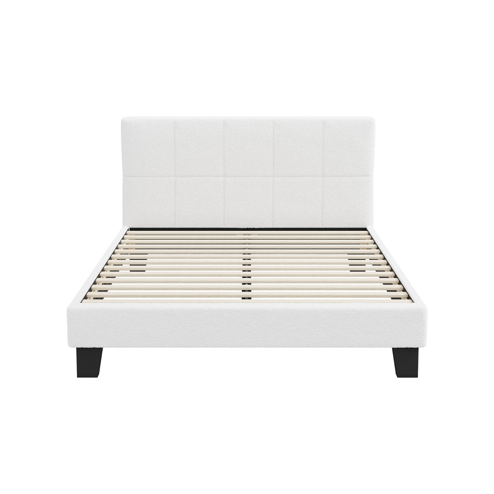 Oikiture Bed Frame Double Size Base White Boucle TOFU - Sunyee