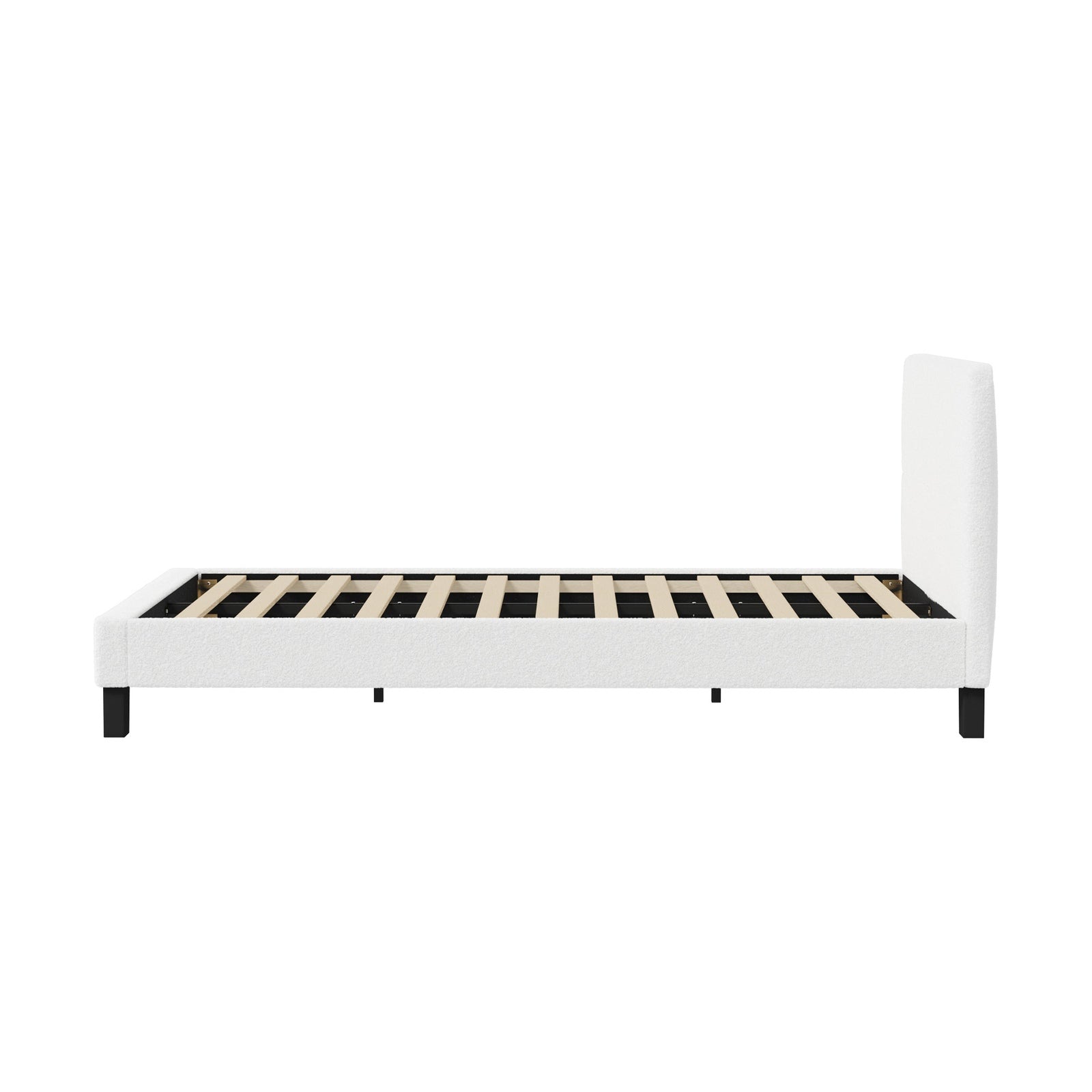 Oikiture Bed Frame Double Size Base White Boucle TOFU - Sunyee