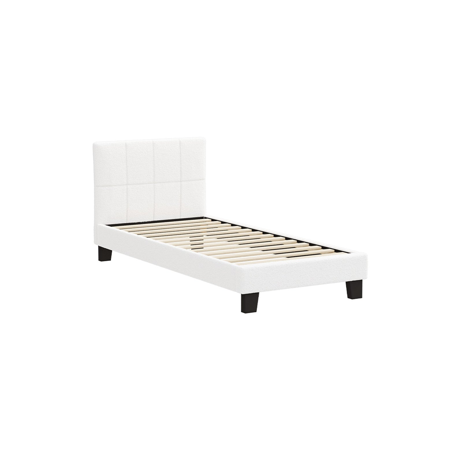 Oikiture Bed Frame Queen Double King Single Beds Base White Boucle TOFU - Sunyee