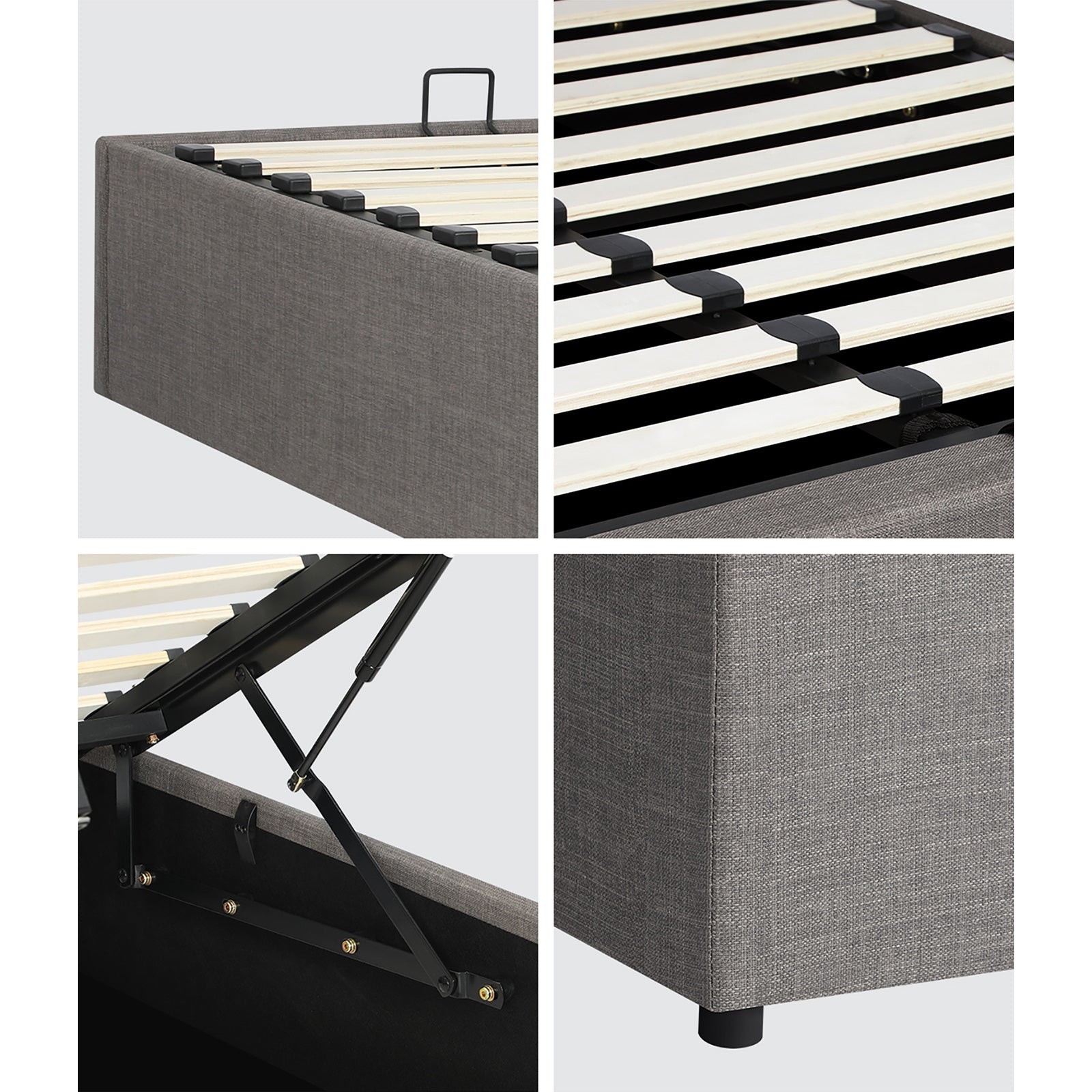 Oikiture Bed Frame Queen Double King Single Gas Lift Base With Storage Platform - Sunyee