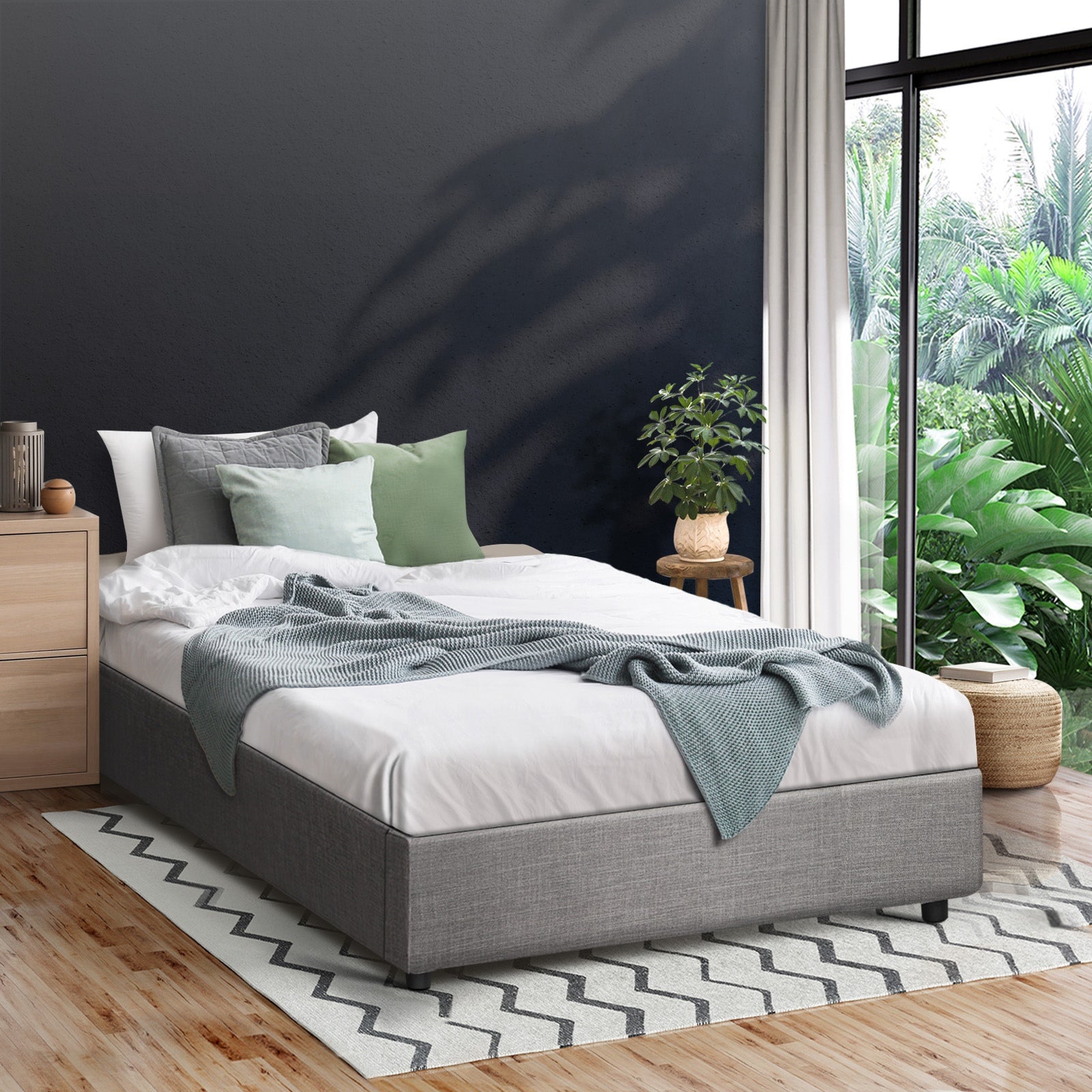 Oikiture Bed Frame Queen Double King Single Gas Lift Base With Storage Platform - Sunyee