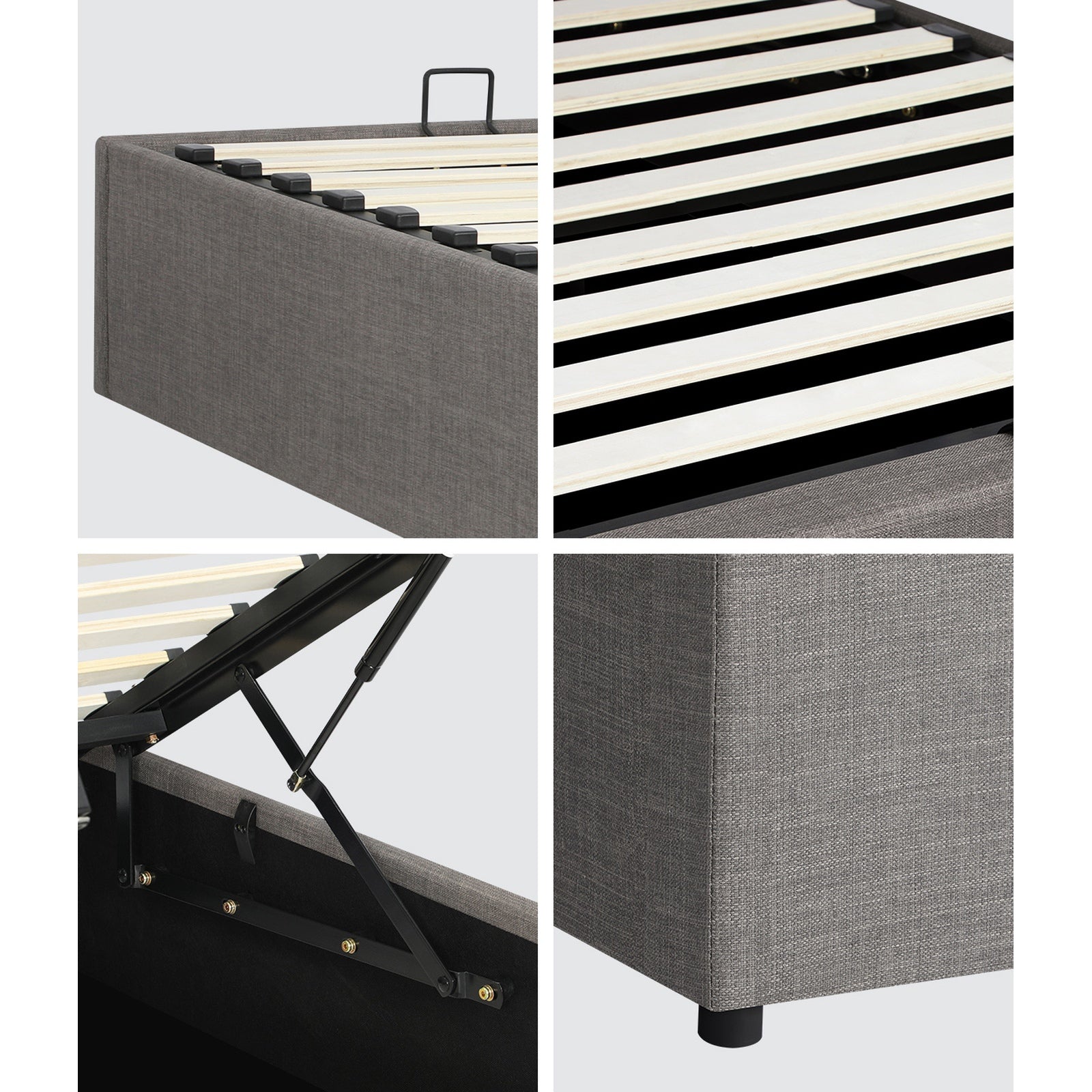 Oikiture Bed Frame Single Size Gas Lift Base With Storage - Sunyee