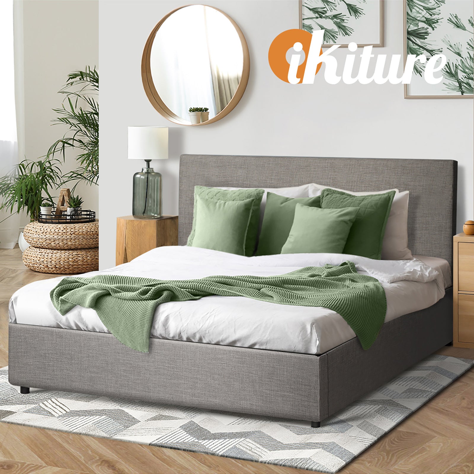 Oikiture Bed Frame Double Size Gas Lift Base With Storage Mattress Platform - Sunyee